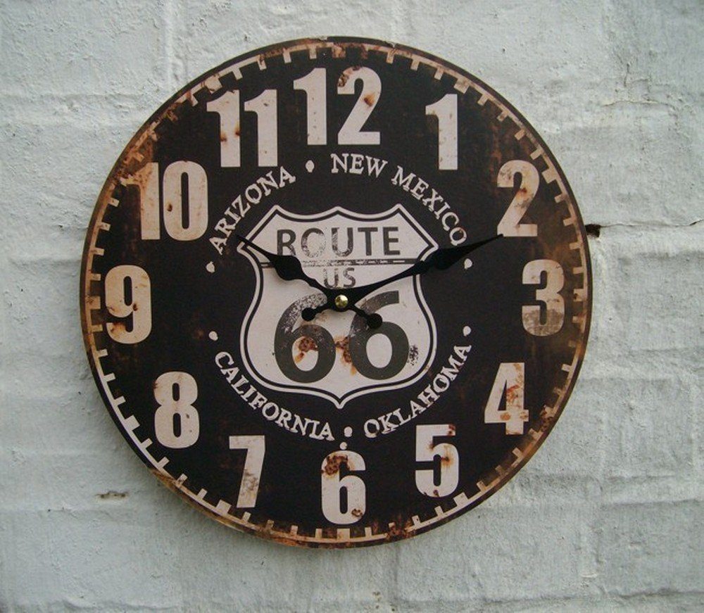 Deko-Impression Wanduhr Wanduhr Küchenuhr, route 66, america, USA, 28 cm günstig online kaufen