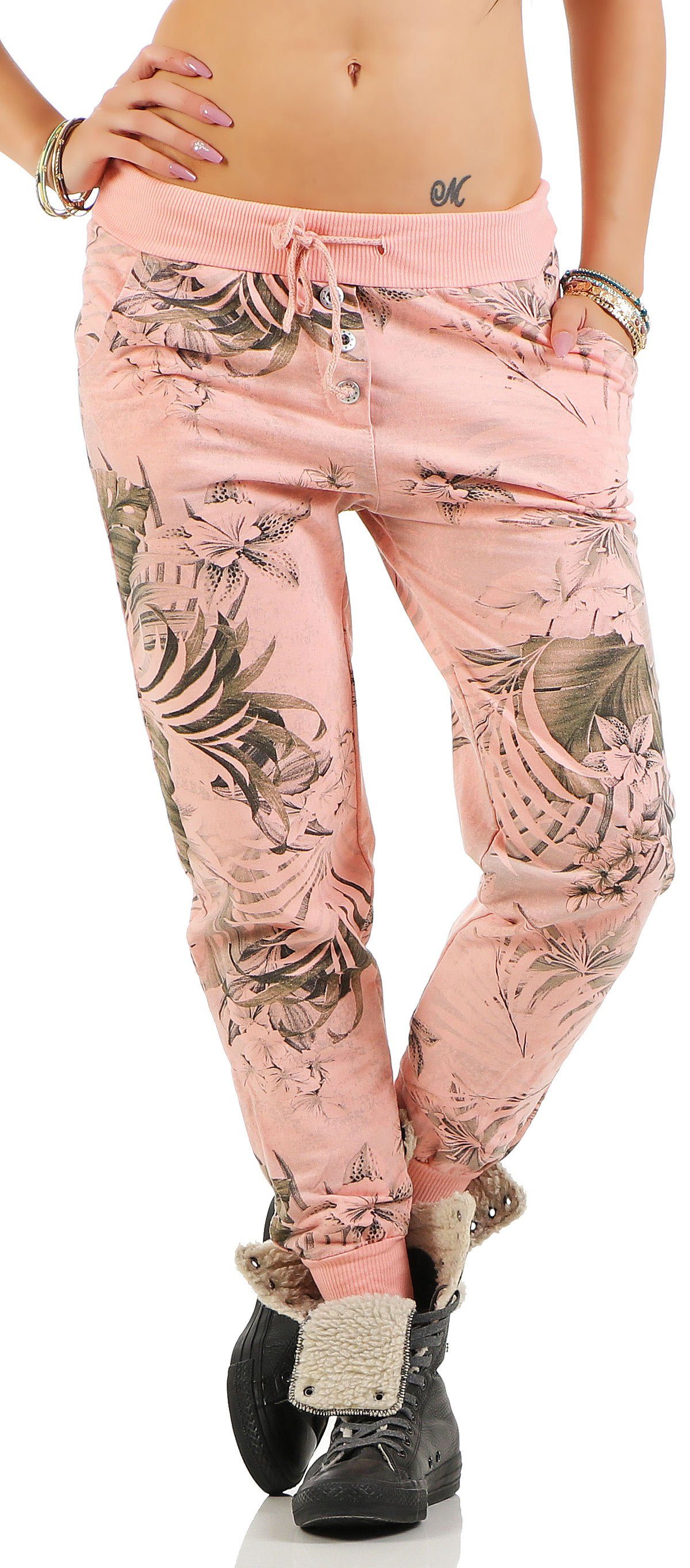 malito more than fashion Jogginghose 83728 Sweatpants mit Jungelprint rosa