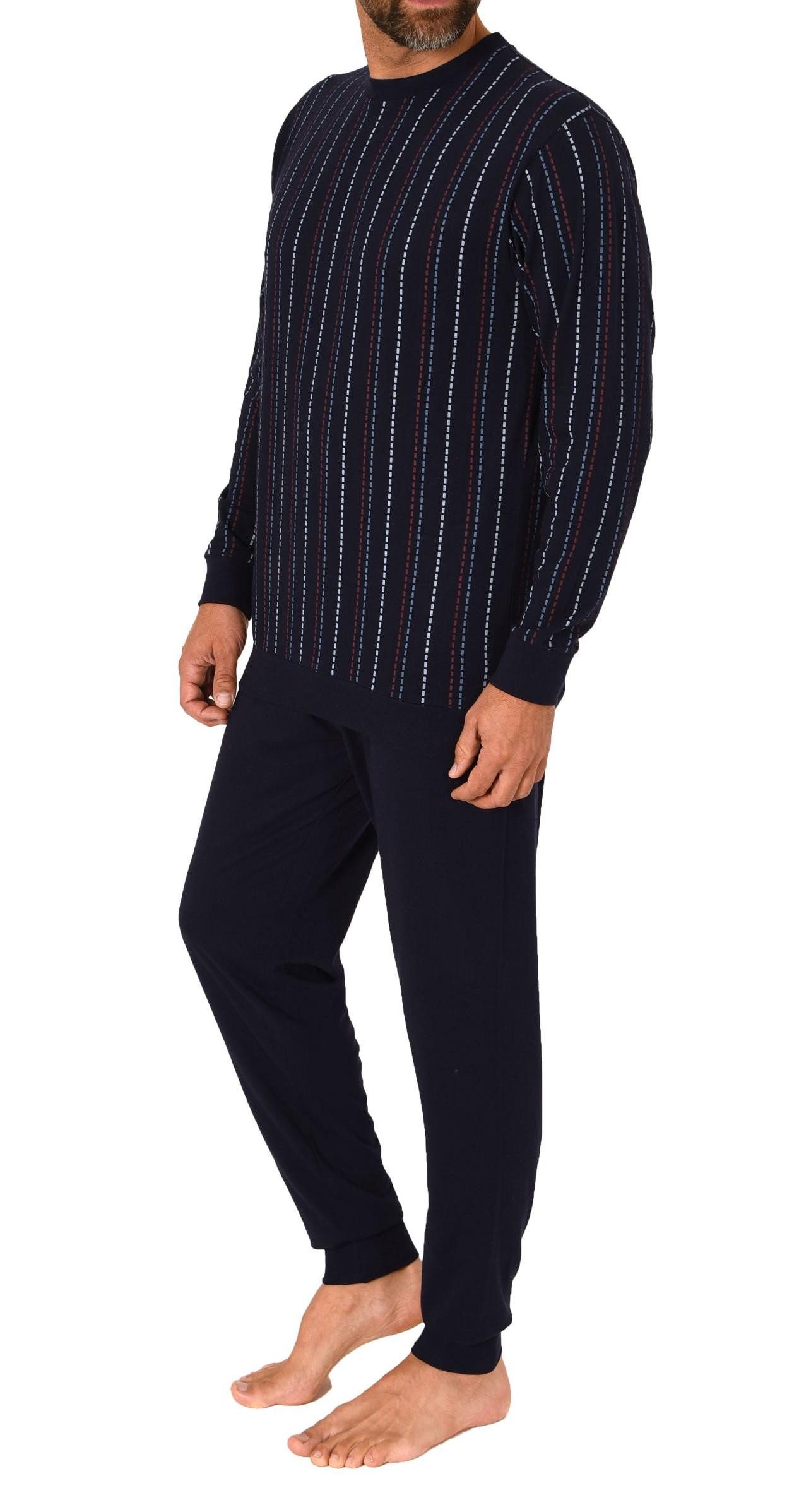 Normann Pyjama Herren langarm Schlafanzug mit Bündchen Pyjama in edler Stre günstig online kaufen
