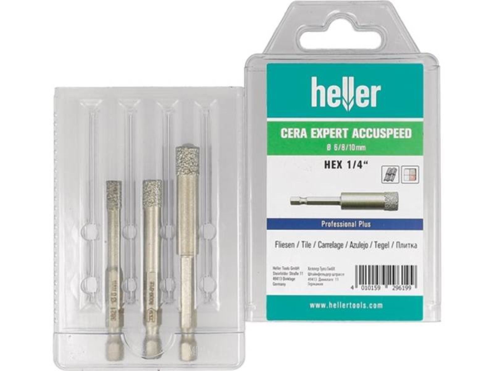 Heller Bohrersatz Feinsteinzeugbohrer Cera Expert Accuspeed 3-tlg.D.6,8,10mm Schaft 6-ka