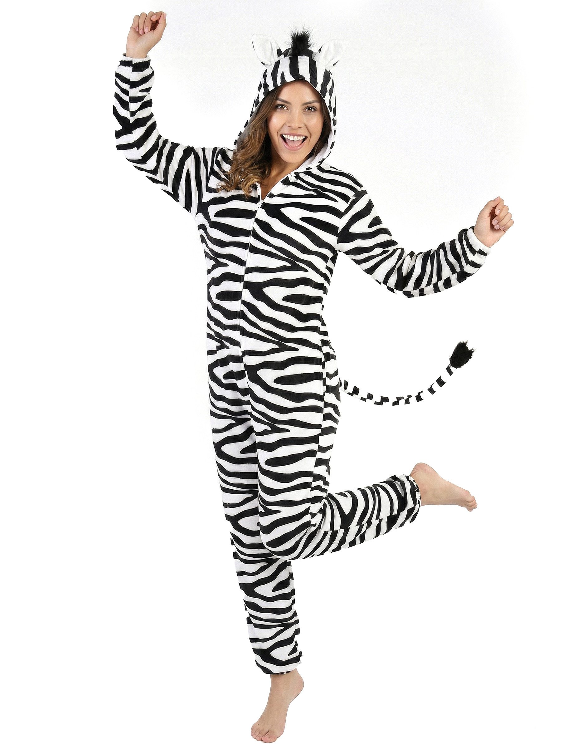 Kostüm Zebra-Damenkostüm Karneval-Tierkostüm weiss-schwarz