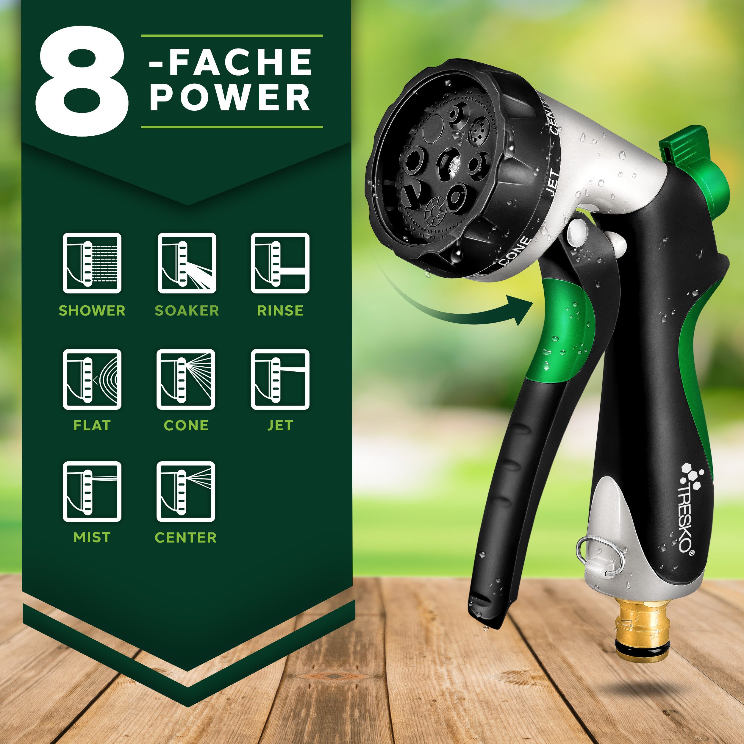 TRESKO Gartenschlauch Flexibler Wasserschlauch mit 3-Fach Latexkern, flexischlauch, - alle Verschraubungen aus hochwertigem Messing