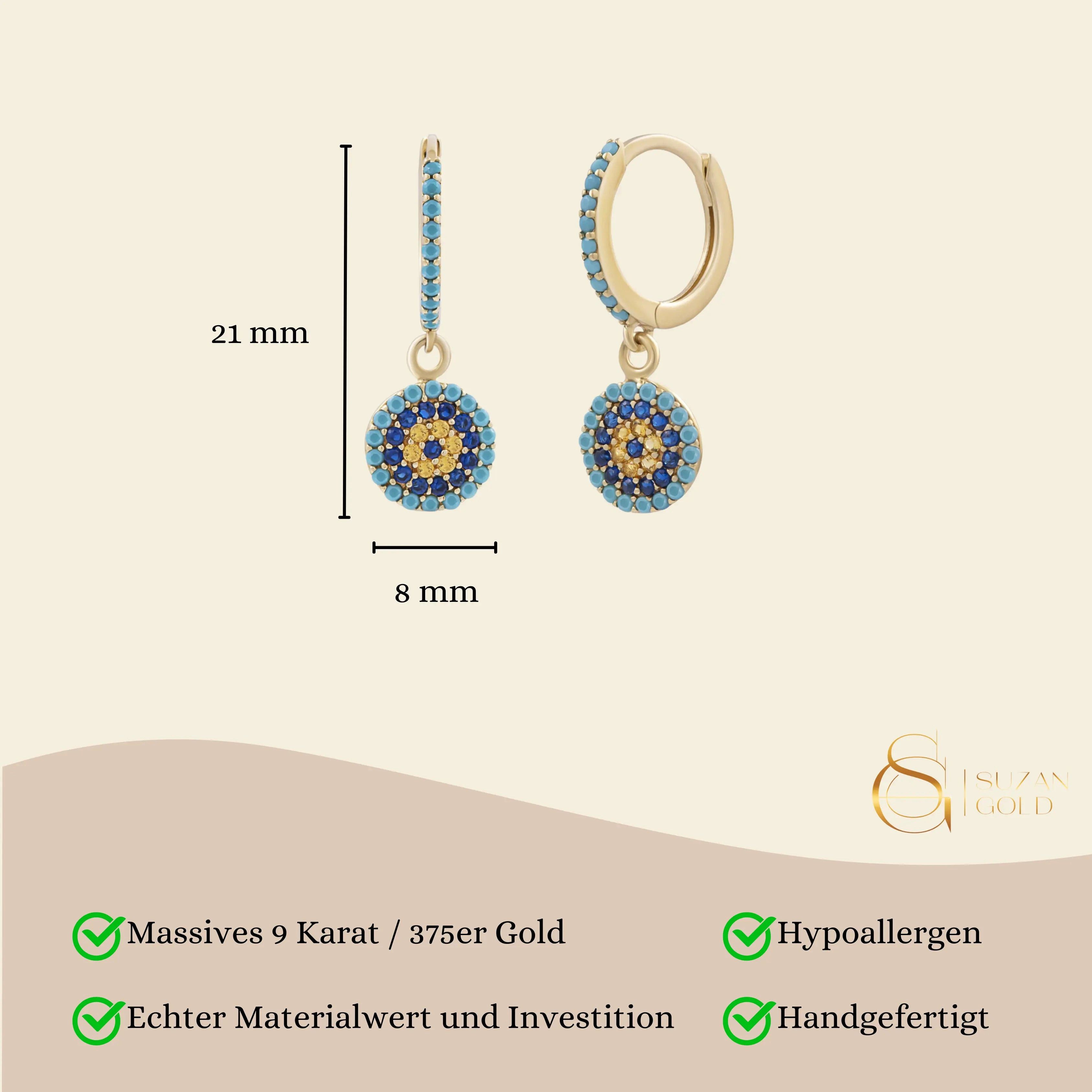 Suzan Gold Creolen-Set 375 Gold Evil Eye – Bild 2 von 5