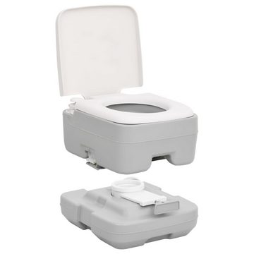 vidaXL Campingtoilette Camping-Toilette Tragbar Grau und Weiß 10 10 L HDPE