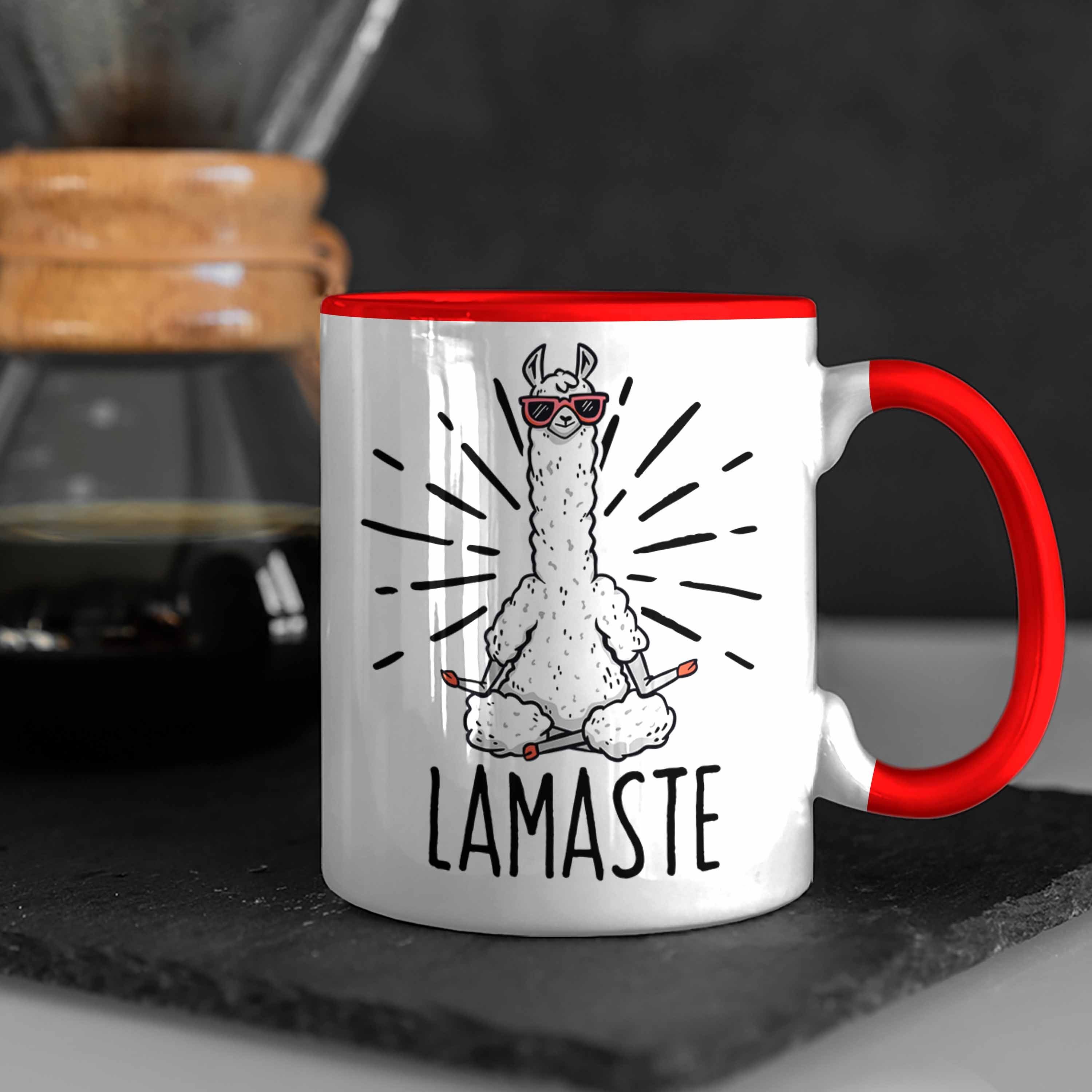 Meditationsliebhaber Tasse Meditieren Llama Rot für Meditations-Tasse Trendation Geschenk