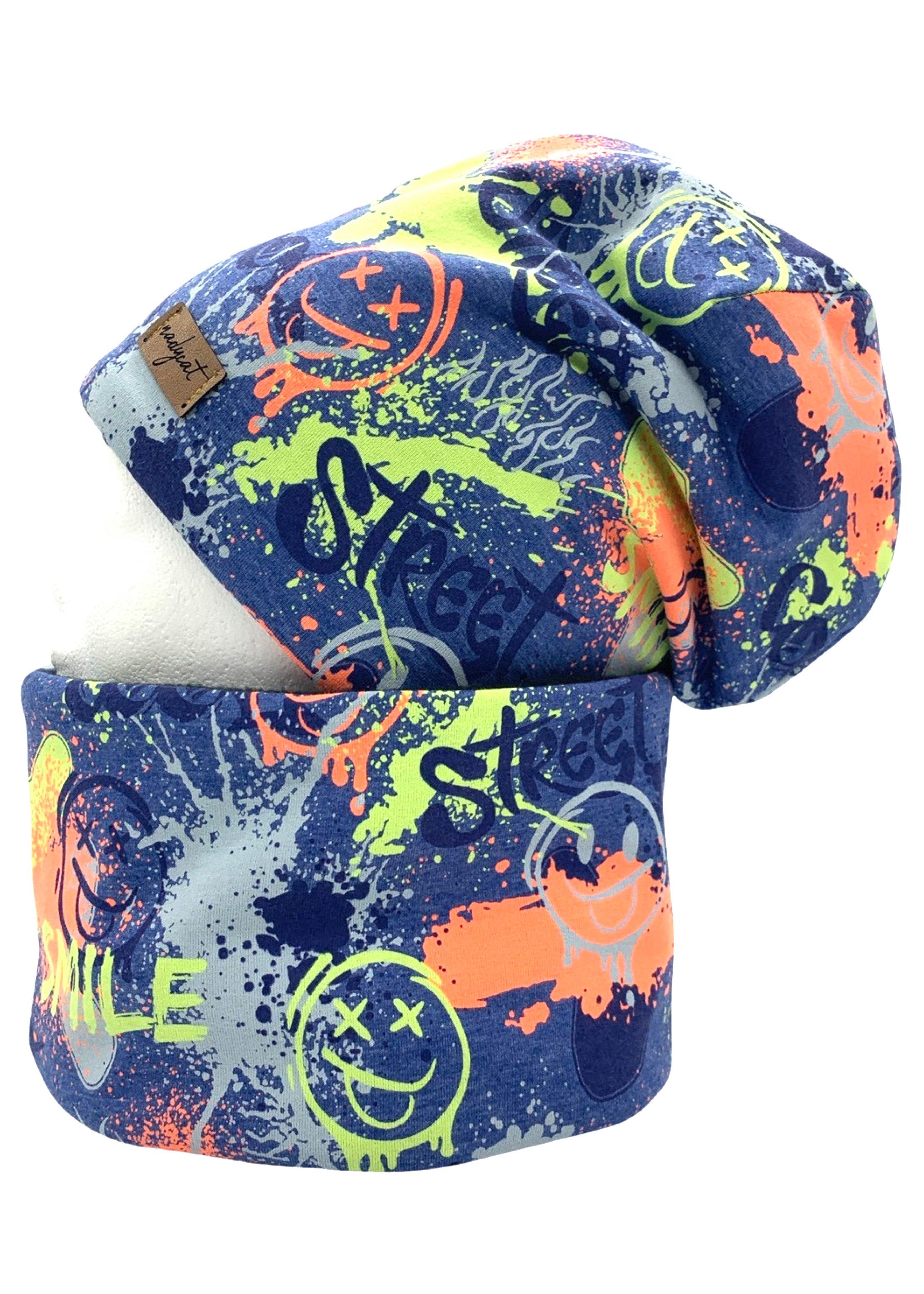 nadycat Beanie NEON GRAFFITI indigo (2-St., günstig online kaufen