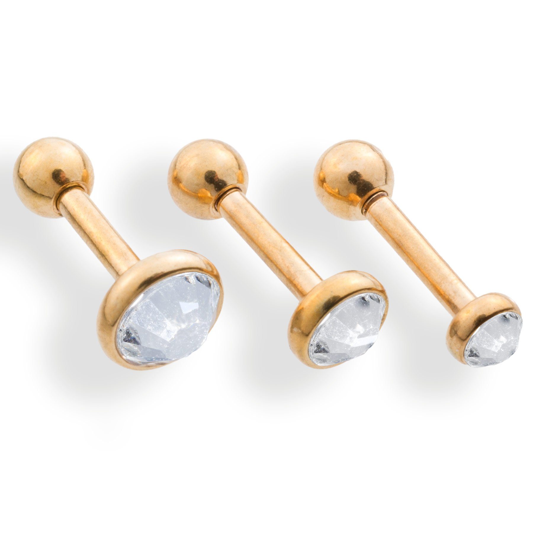 Paletti Ohrstecker-Set Ohr Piercing vergoldet mit klaren Kristallsteinen - Ohrstecker (Set)