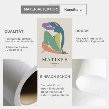 TPFLiving Kunstdruck (OHNE RAHMEN) Poster - Leinwand - Wandbild, Henri Matisse - Abstrakte Blätter und Frauenmotive - (Leinwand Wohnzimmer, Leinwand Bilder, Kunstdruck), Farben: braun, grau, orange, grün, rot, gelb - Größe: 13x18cm