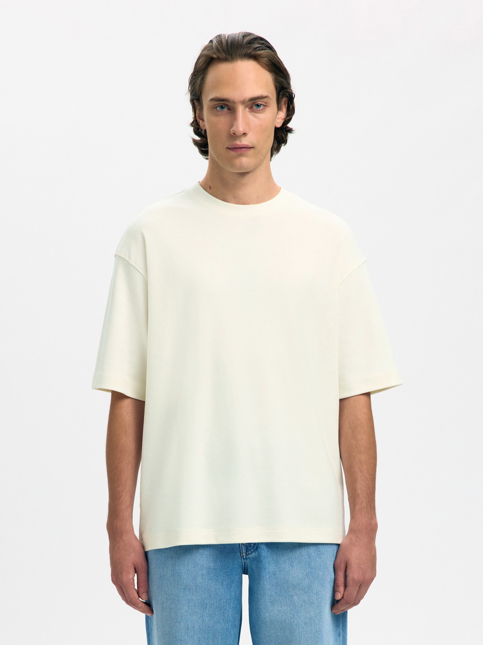 SELECTED HOMME T-Shirt SLHRELAXASPEN INTERLOCK SS O-NECK T