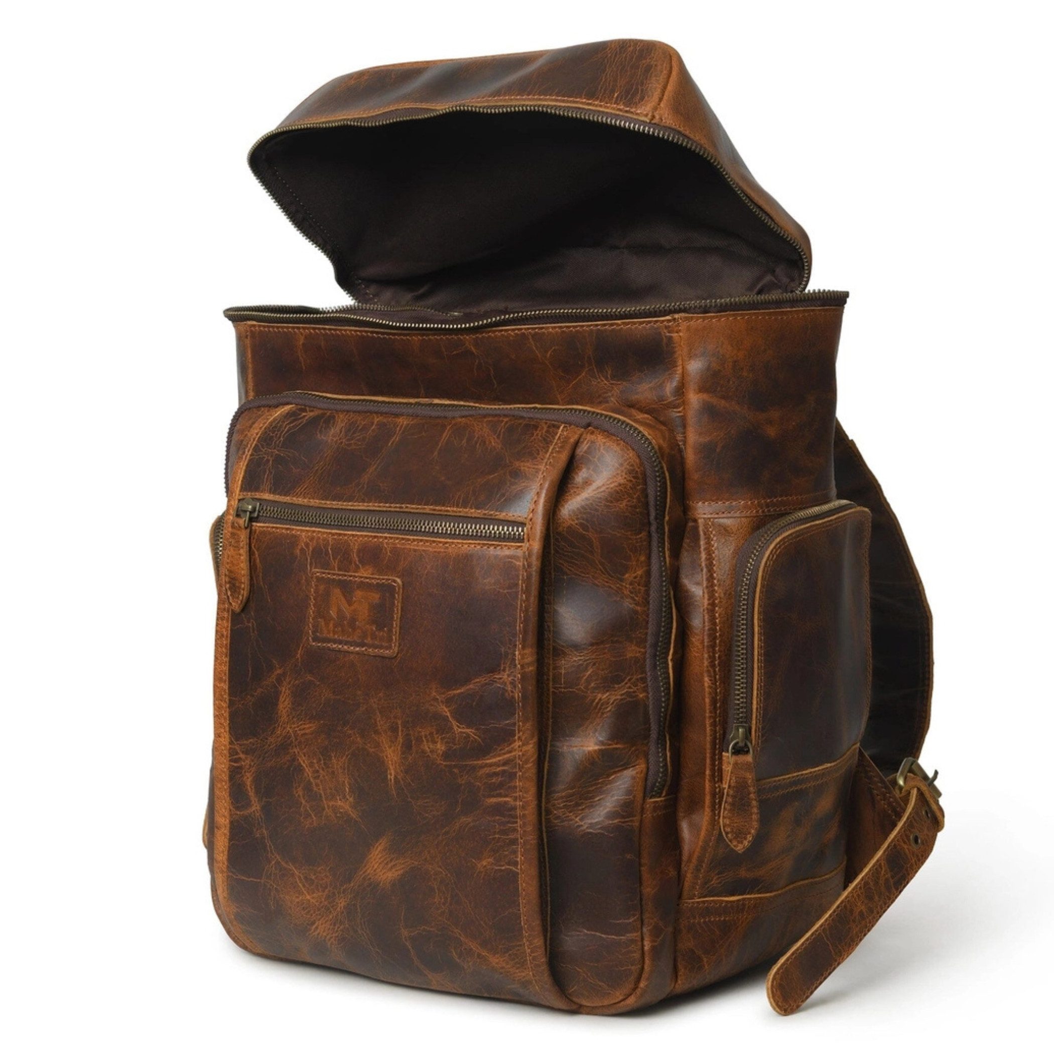 Ella Eisvogel Reiserucksack Leder Reiserucksack Herren Damen Büffelleder Vintage Laptop, Großer Leder Rucksack mit Laptopfach & viel Stauraum Reise