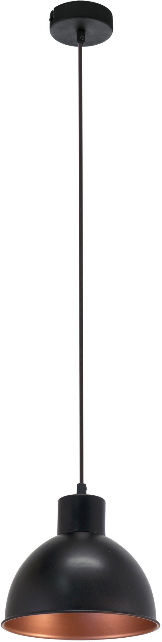 EGLO Pendelleuchte TRURO 1 Hängelampe, Esstischlampe, Stahl, schwarz, kupfer, E27, ohne Leuchtmittel, Wohnzimmerlampe, 1 flammig, Vintage, Industrial, Retro, 110x21cm