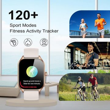DXHBC Smartwatch (1,85 Zoll, Android iOS), Fitness Anrufe SpO2/Schlaf Herzfrequenzmesser 120+ Sport Wasserdicht