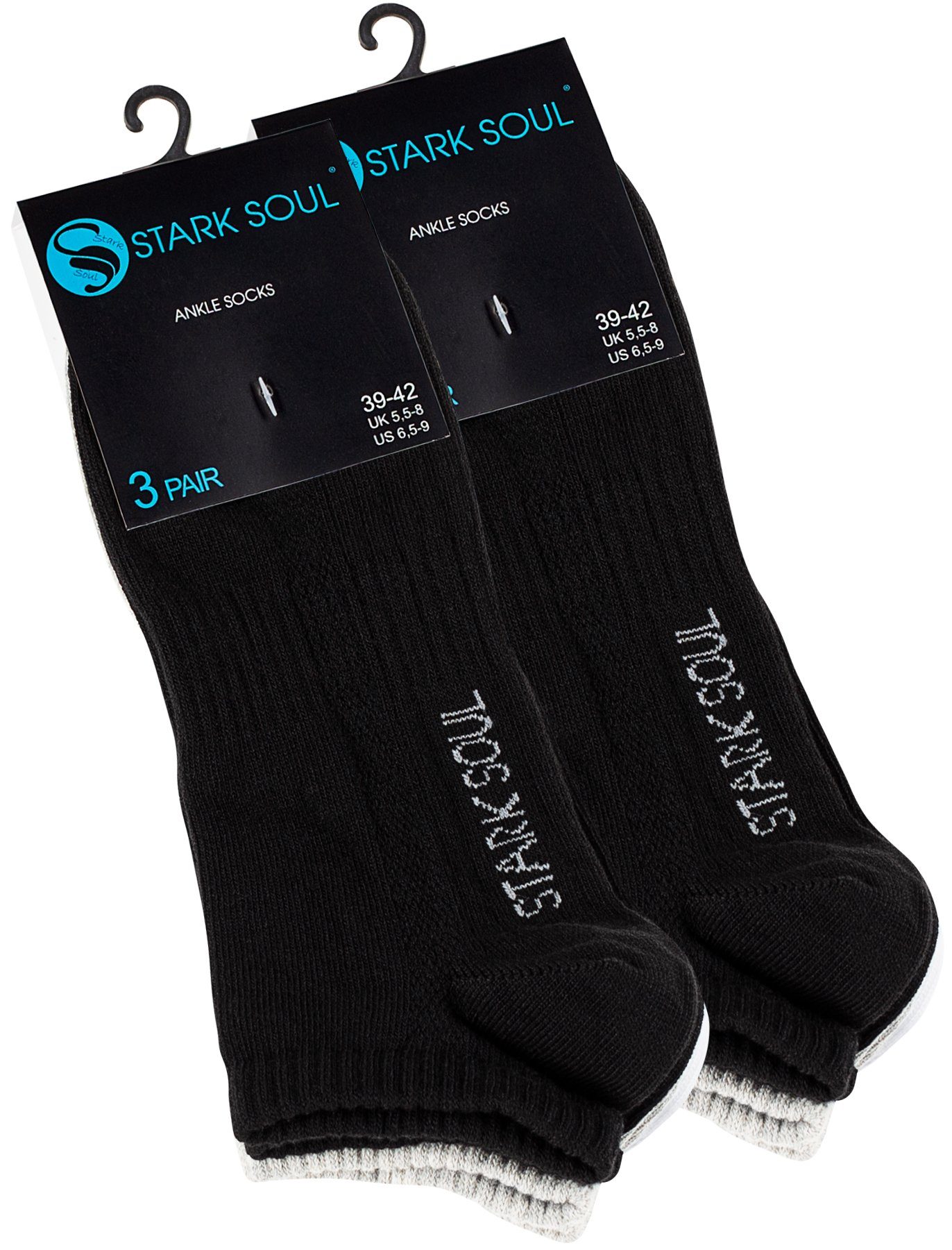 Sneakersocken Socken Premium für Herren Unisex Paar gekämmte Soul® Mesh Sneaker Baumwolle, & Qualität, Damen 6 Stark Schwarz/Weiß/Grau