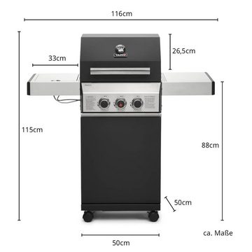 TAINO Gasgrill BLACK 2+1, mit Grillspieß-Auflage