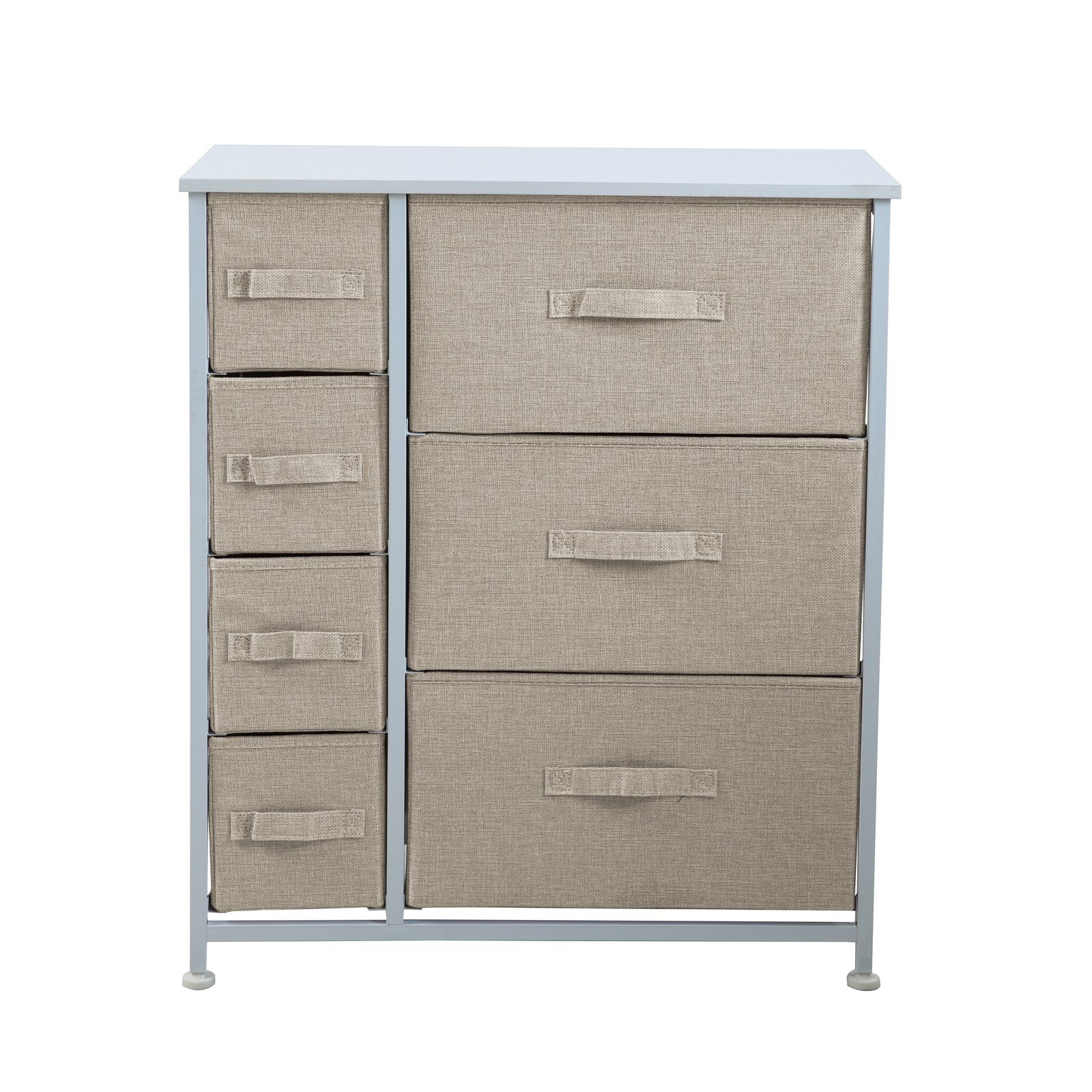 SVITA Sideboard ARI, Metall-Regal, Sideboard, Kommode, Stoffschubladen, Weiß/Beige