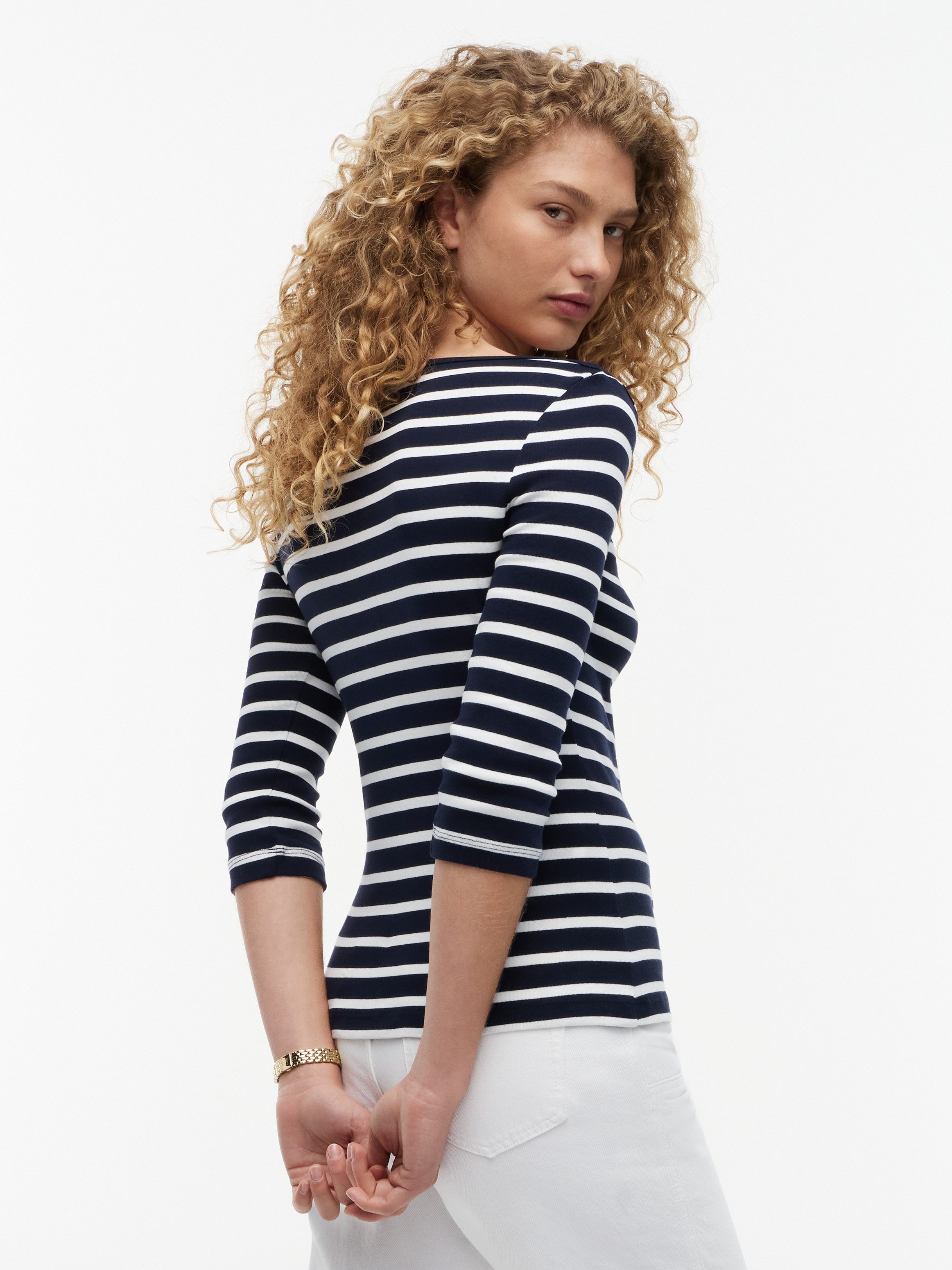 Tommy Hilfiger 3/4-Arm-Shirt NEW CODY BOAT-NECK Baumwolle, U-Boot-Ausschnitt, Slim Fit