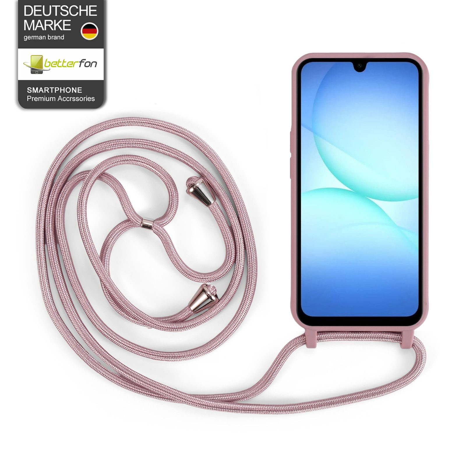 betterfon Handykette für Samsung Galaxy A17 mit Band & Kodel Smartphone Halskette Rosa, Hände frei, mit Silikonhülle & Schnur für flexiblen Alltag – Bild 3 von 5