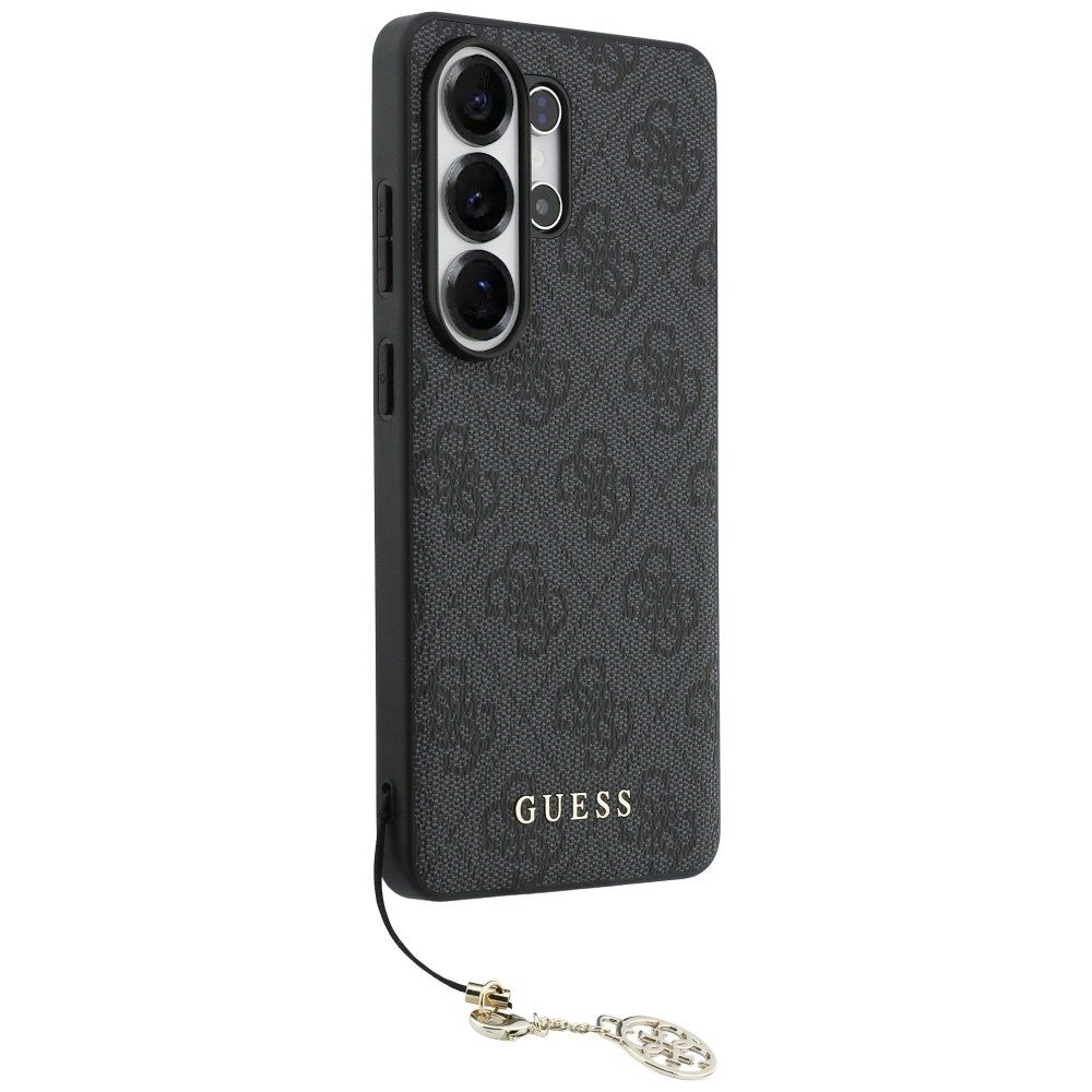 Guess Handyhülle Classic Galaxy S26 Ultra Kunstleder grau MagSafe mit Kette goldfarbig 6,9 Zol, Kantenschutz