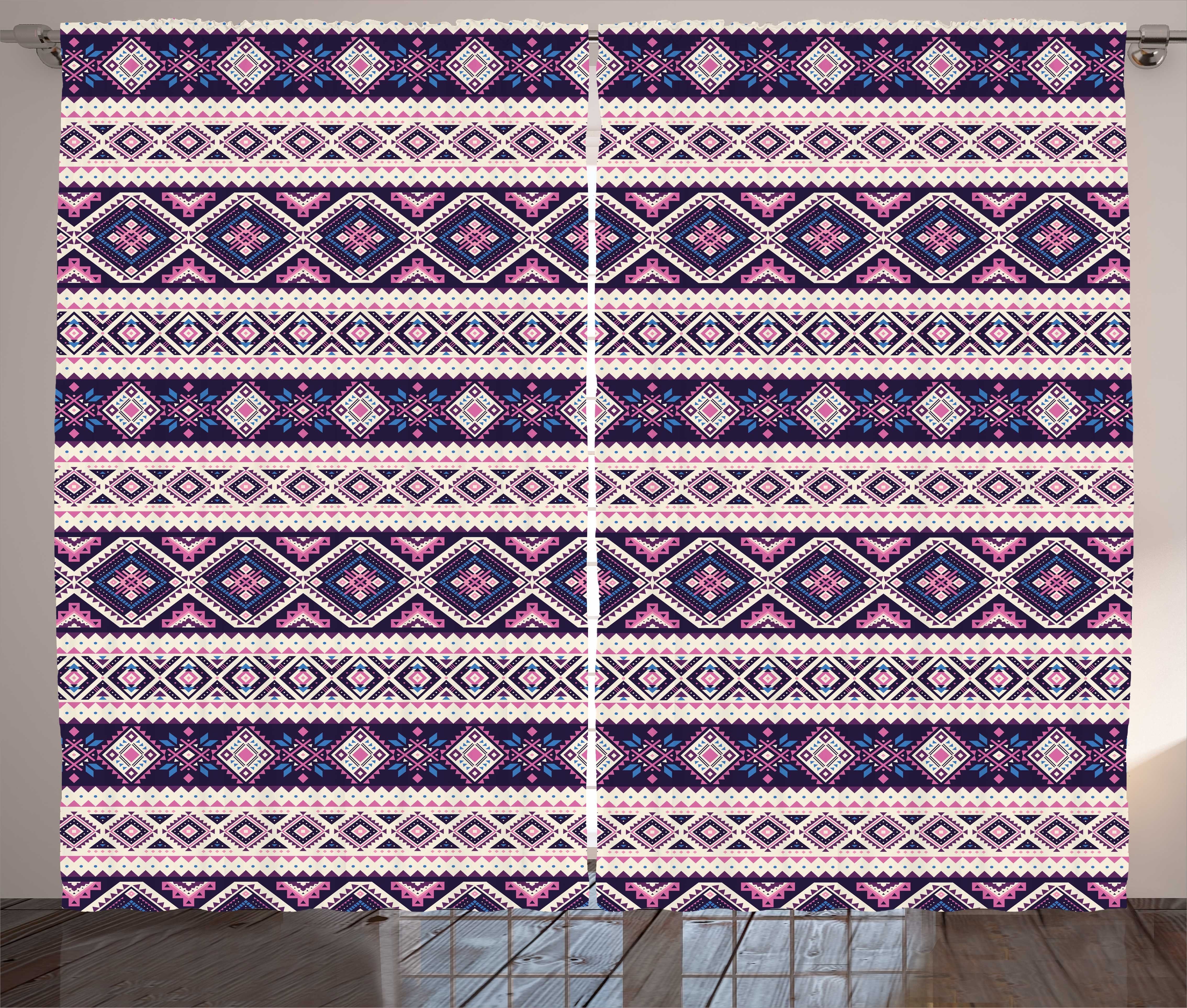 Gardine Schlafzimmer Kräuselband Vorhang mit Schlaufen und Haken, Abakuhaus, Aztekisch Aboriginal geometrisches Muster