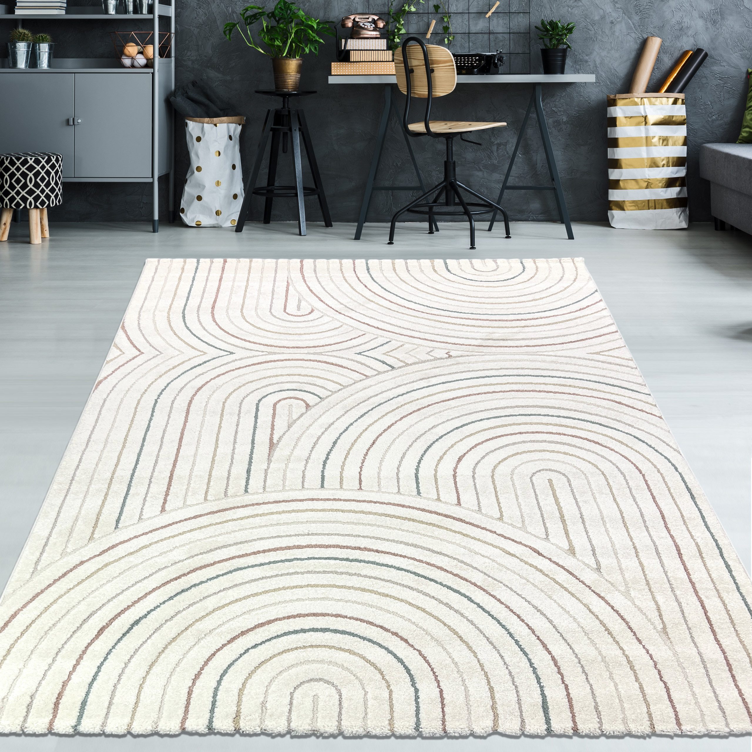 TeppichHome24 Teppich Teppich Wohnzimmerteppich 3D-Effekt, rechteckig, Höhe: 14 mm, pflegeleicht, robust, langlebig, hoch-tief-struktur, 3-D Effekt