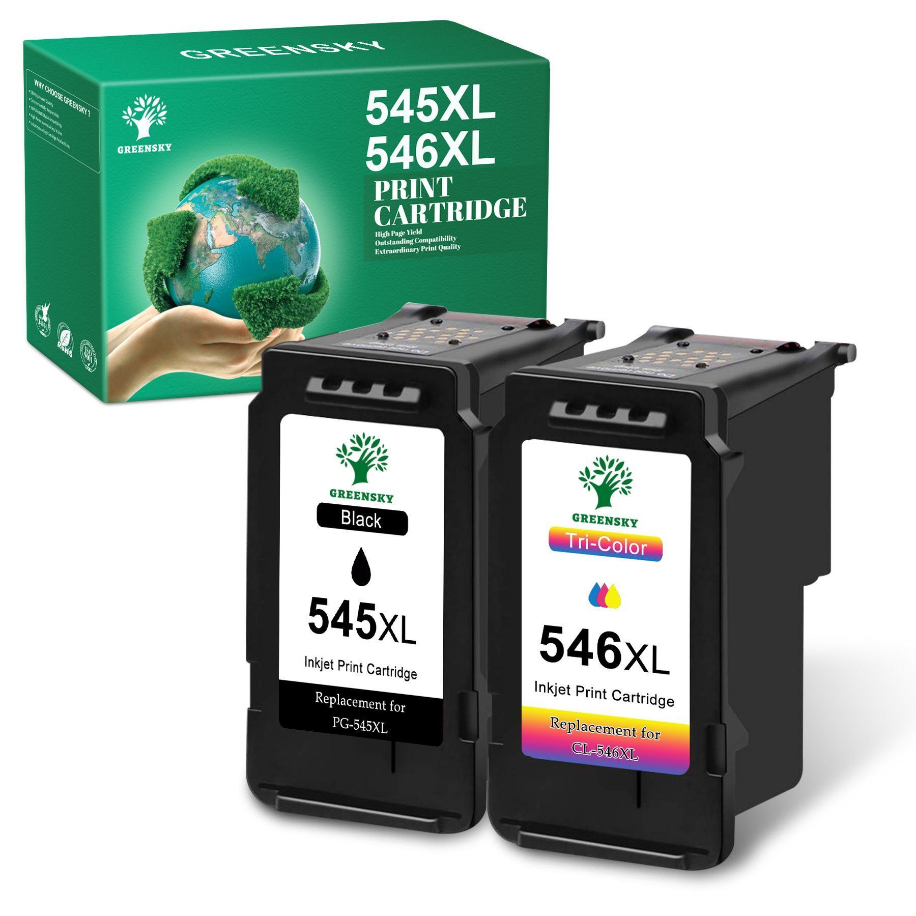 Greensky PG-545XL CL-546XL Ersatz für CANON 545 Tintenpatrone (PIXMA MX495 TR4550 TS3350 TS3450 TS3150 TS3151 TS3351)