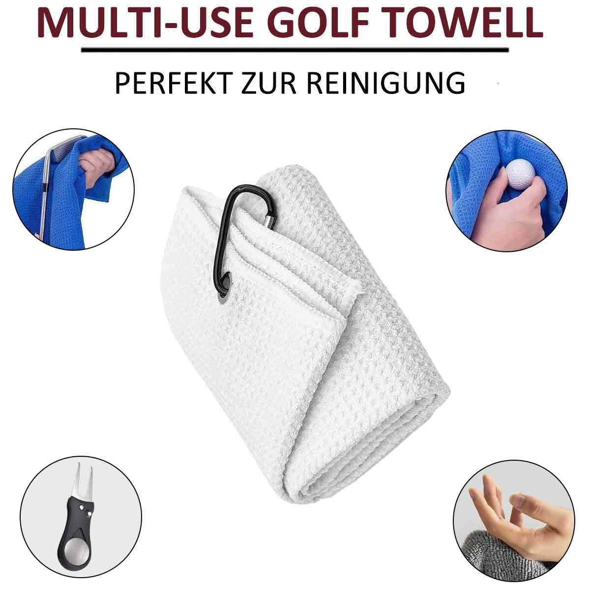 Jormftte Handtücher Golfhandtuch Fold Golf Handtücher Weiß+hellblau Sporthandtuch Handtuch Microfaser