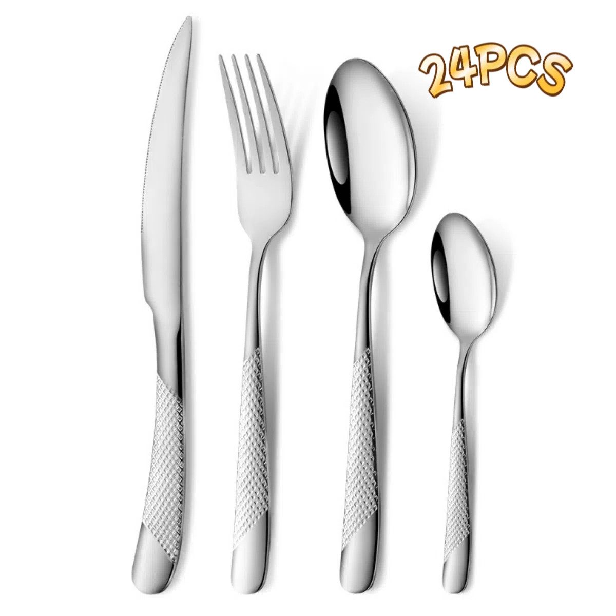 Besteck-Set 24-tlg, Stern-Diamant-Design, Erhältlich in zwei Geschenkboxen