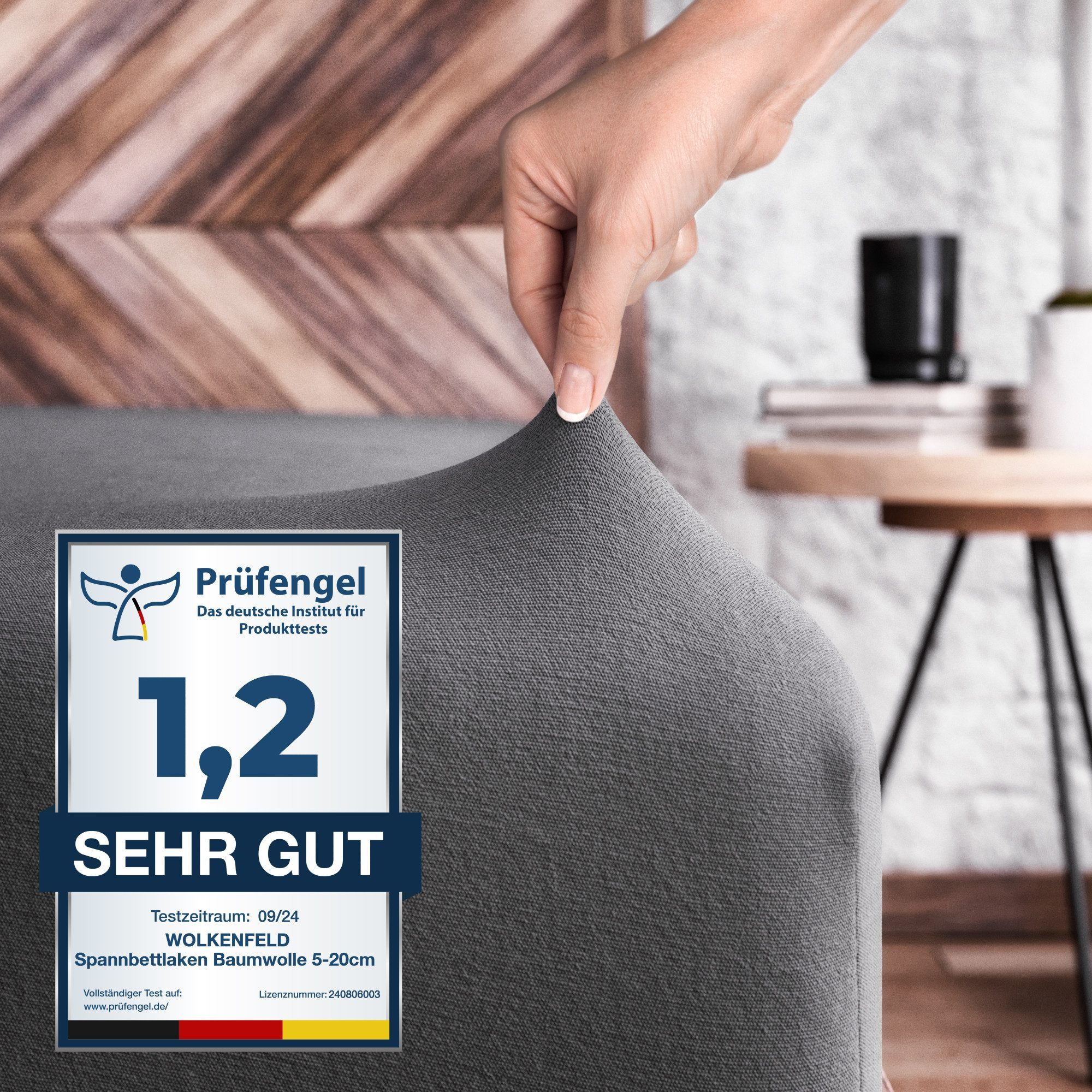 Wolkenfeld Натяжные простыни 100% Baumwolle - Superweiches Простыни für Matratzen von 5 bis 20cm, Jersey, Gummizug: rundum, (1 Stück), Rutschfest & Blickdicht - 90x200, 140x200, 160x200, 180x200 200x200