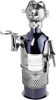BRUBAKER Weinflaschenhalter Kellner mit 2 Glashaltern, (inklusive Grußkarte), Weinhalter Flaschenhalter Metall Skulptur, Wein Geschenk
