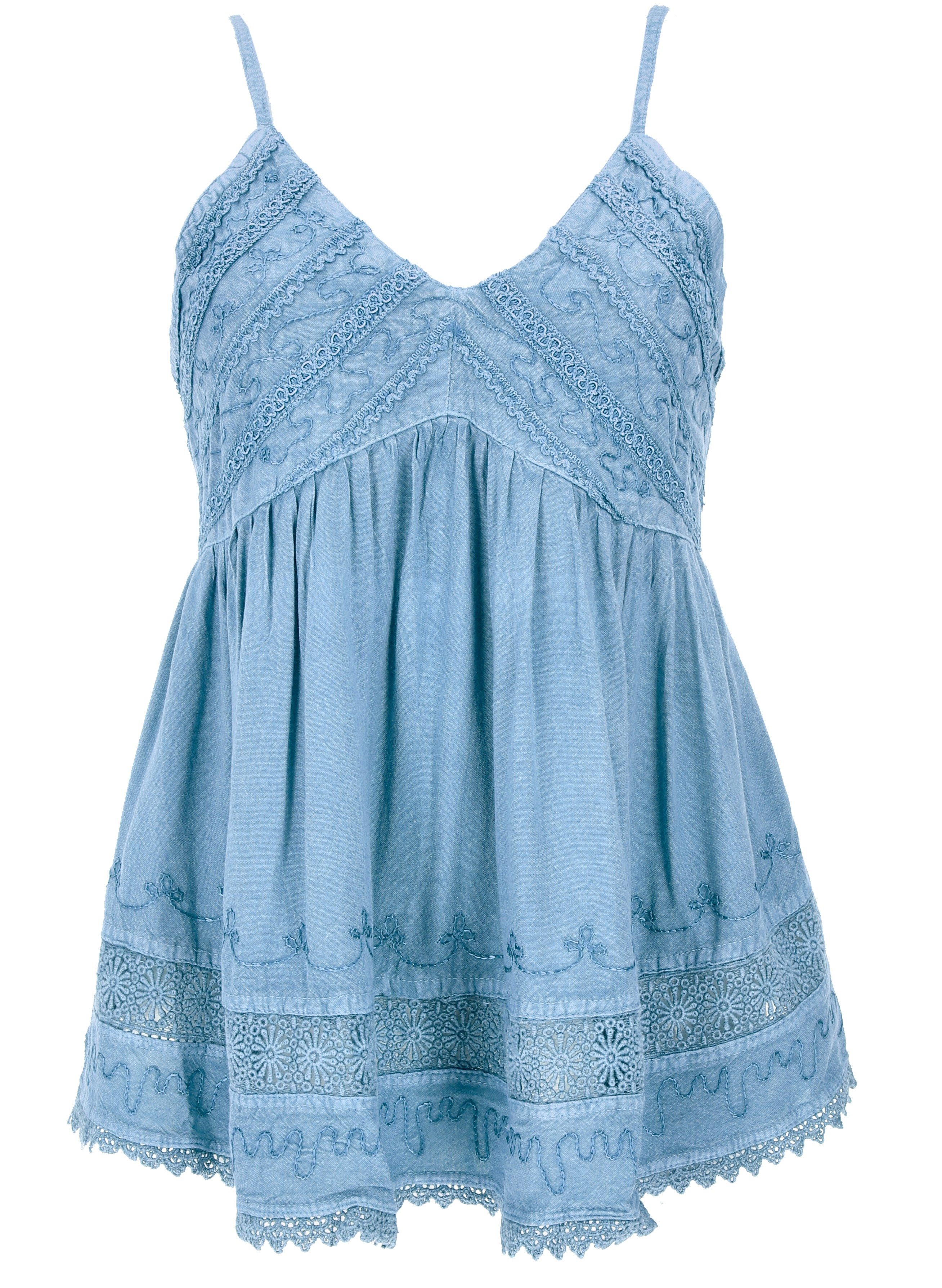 Guru-Shop T-Shirt Besticktes Top Boho chic, lockeres Sommertop -.. Festival, Ethno Style, alternative Bekleidung