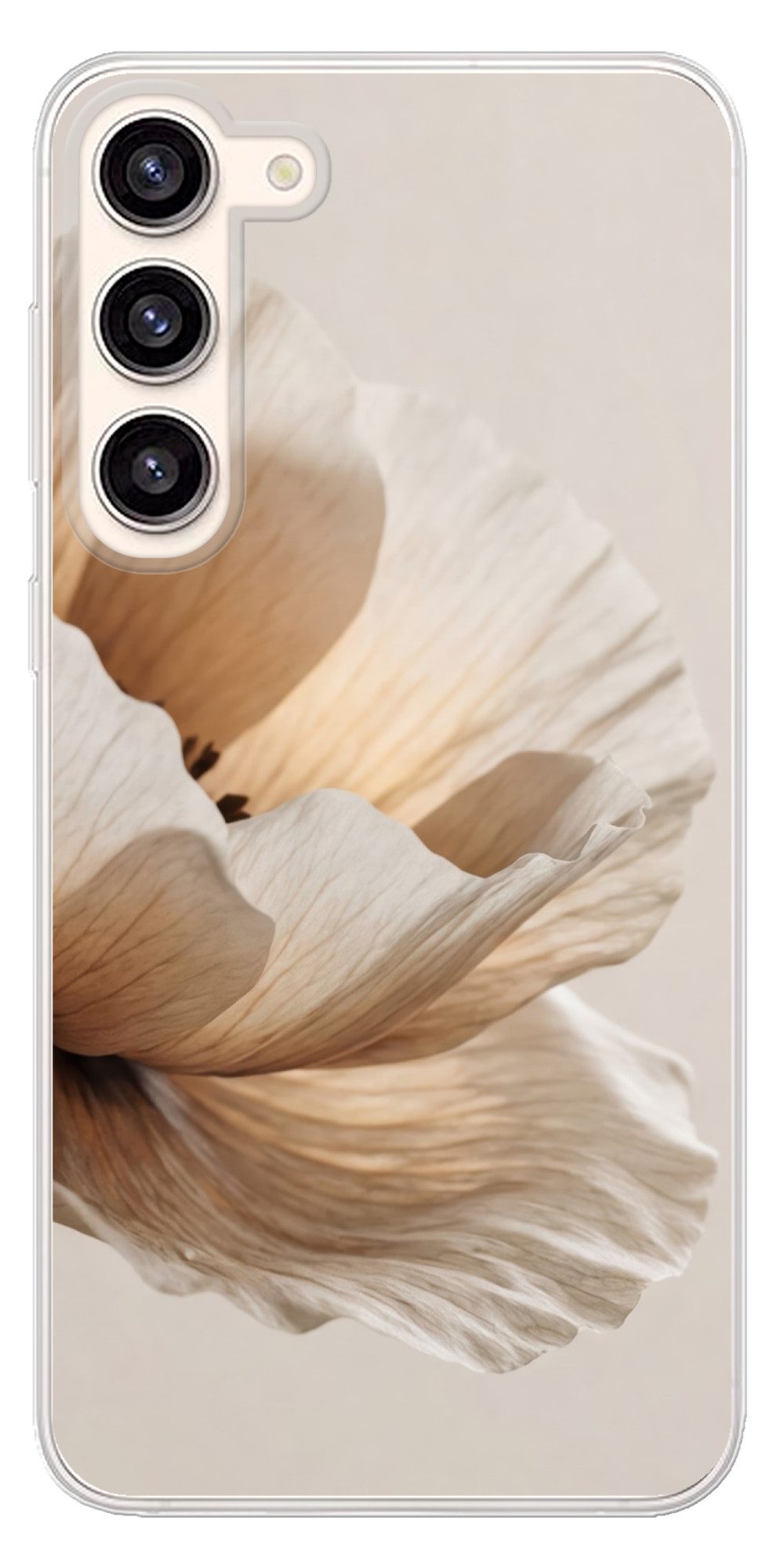 MuchoWow Handyhülle für Samsung Galaxy S23 Plus Blume - Beige - Creme, Phone Case, Silikon, Schutzhülle Dünn