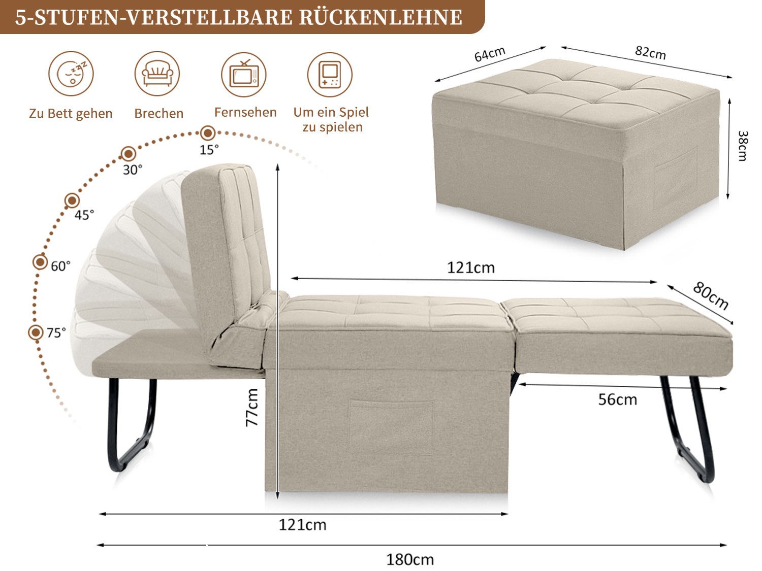 Mihtrov Schlafsofa 4-in-1 Sofa mit Schlaffunktion, günstig online kaufen