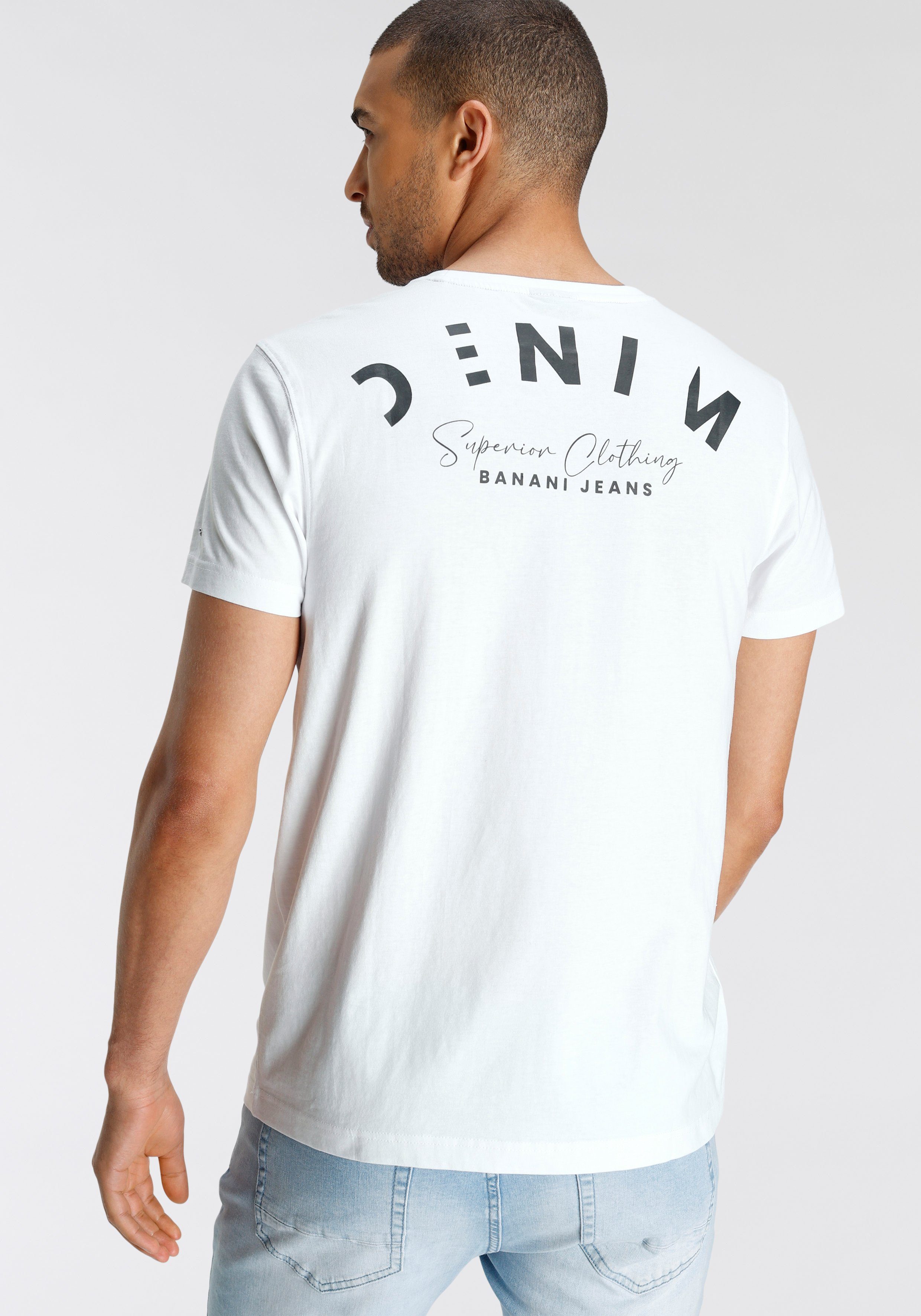 weiß Rückenprint T-Shirt mit coolem Bruno Banani
