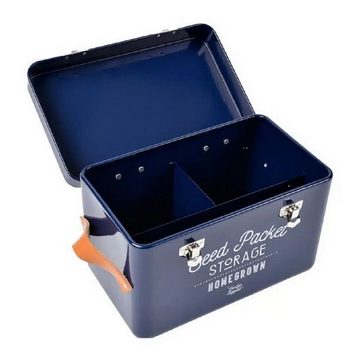 Burgon & Ball Aufbewahrungsbox für Saatgut mit Ledergriffen L27 x B13 x H14,5 cm - Atlantikblau (1 St)