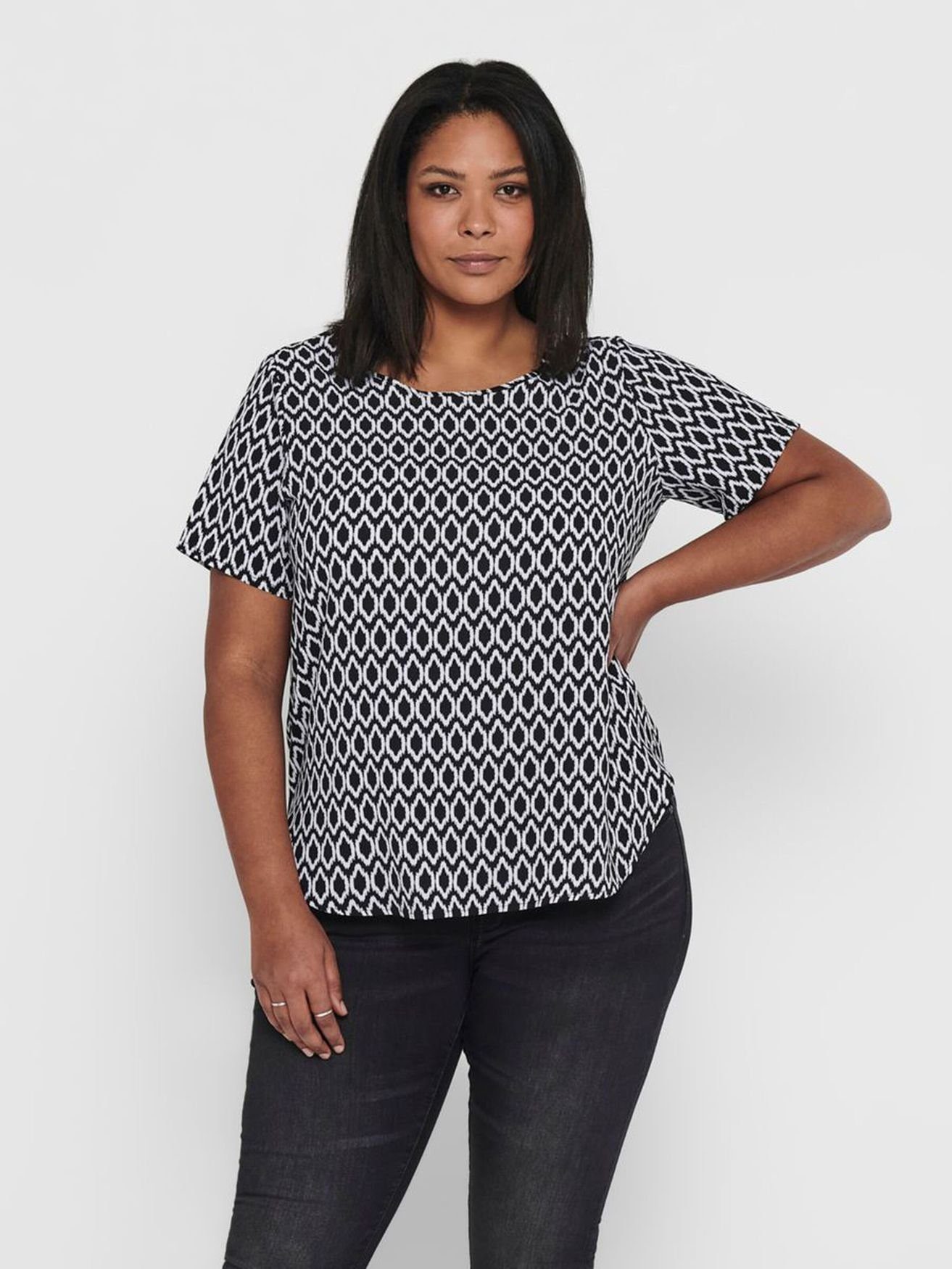 ONLY Carmakoma Damen 3/4-Arm Shirt Curvy Plus Size – Loose Fit, Aus Polyester/Viskose/Elasthan, Größe 50-52