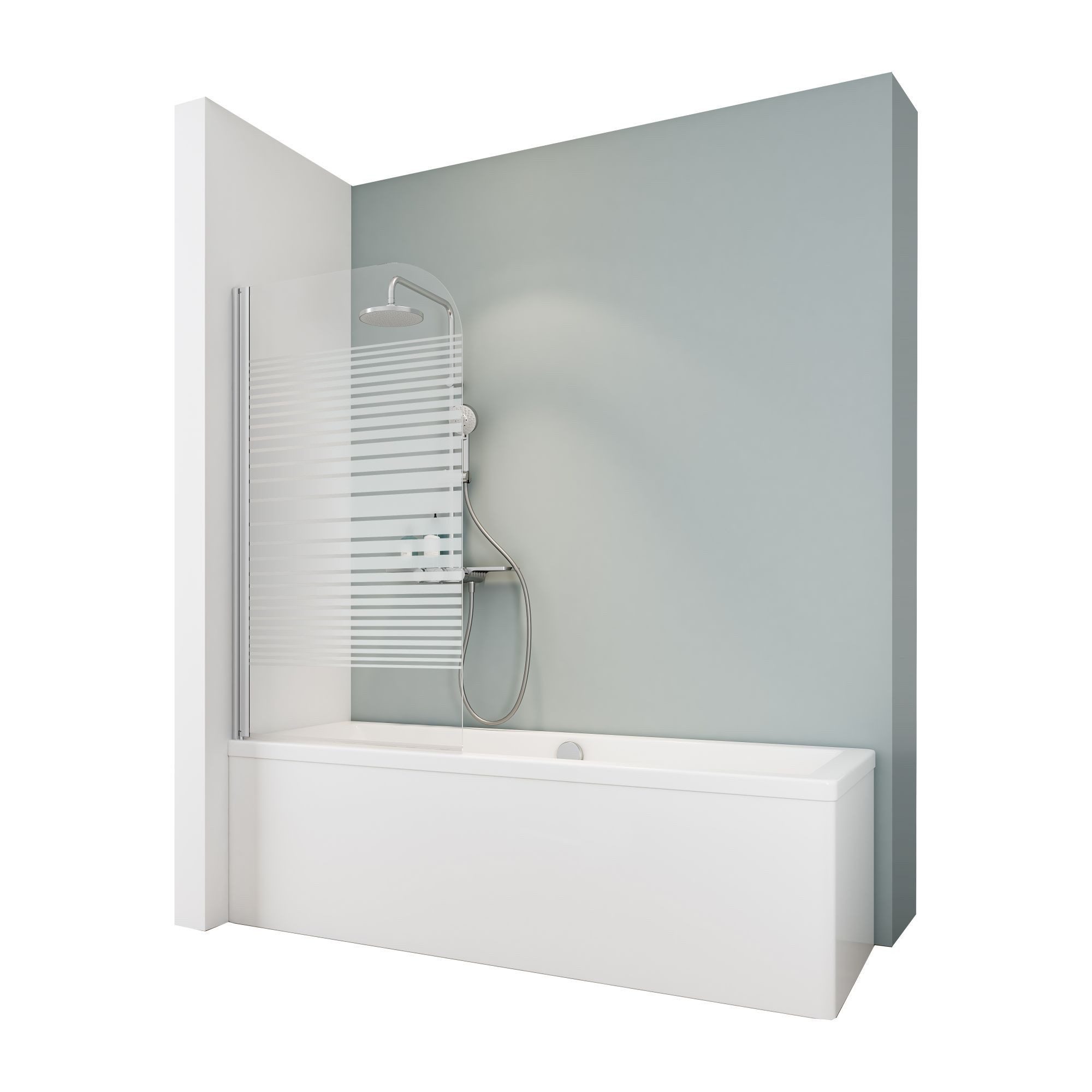 Schulte Badewannenfaltwand 80 x 140 cm ESG, Glas, (1 tlg), pendelbar Dekor Querstreifen Duschwand für Badewanne