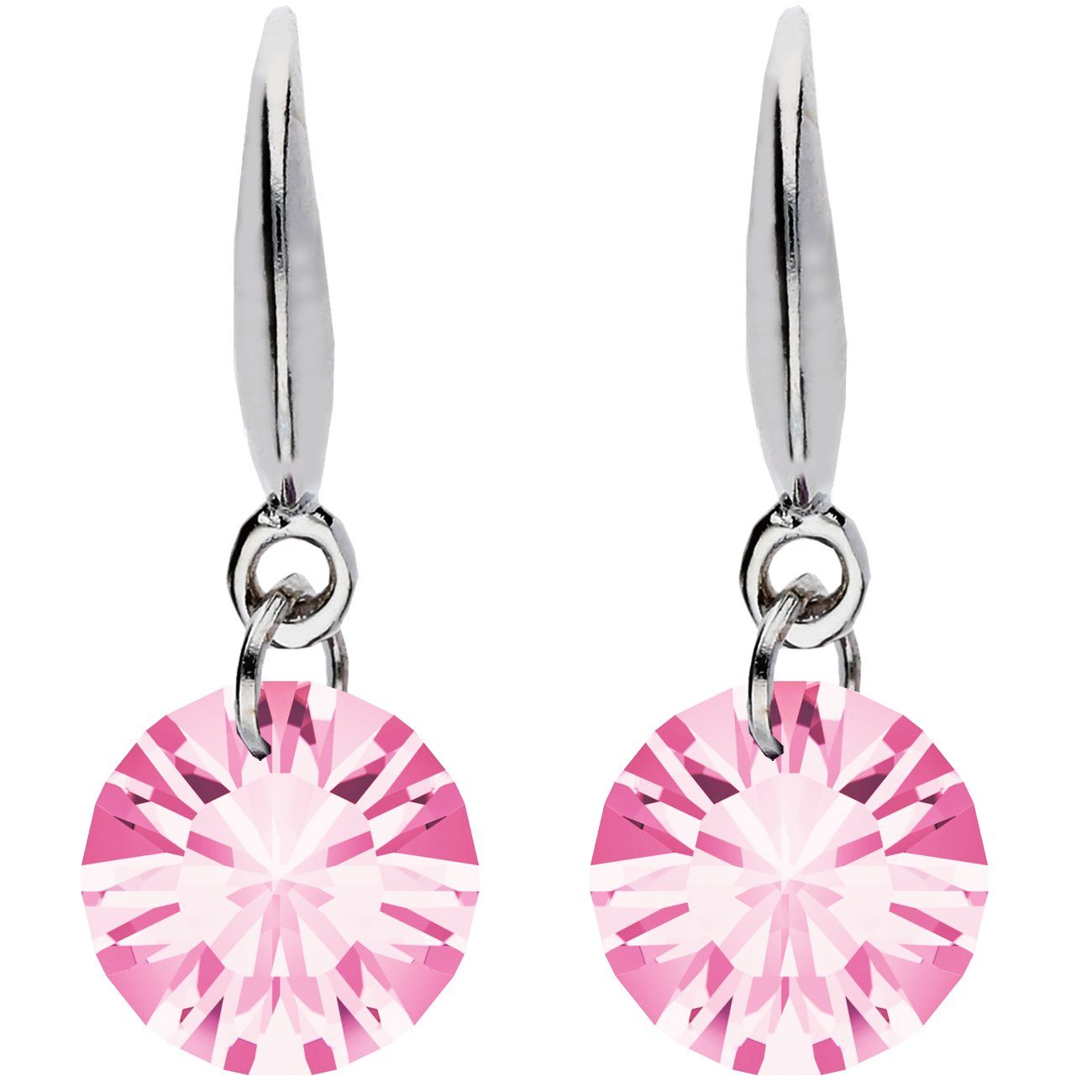 Paar Ohrhänger Damen Ohrringe Hängend Zirkonia Solitär Stein Anhänger Silber Rosa