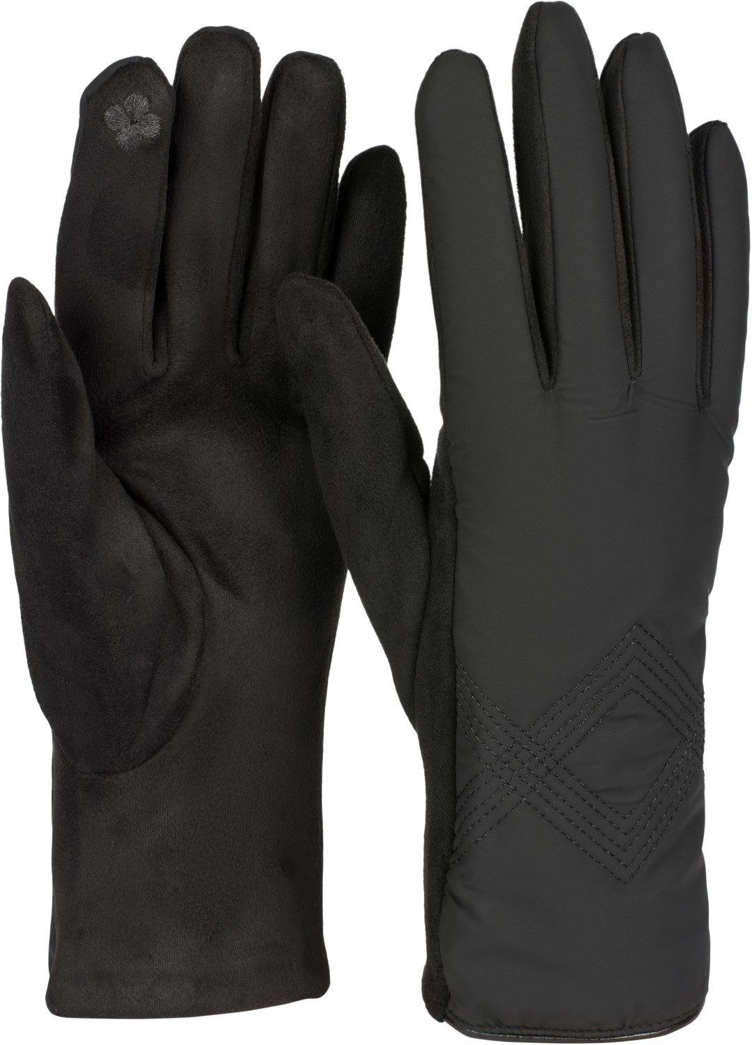 styleBREAKER Fleecehandschuhe Touchscreen Handschuhe Zick-Zack bestickt (1-St)