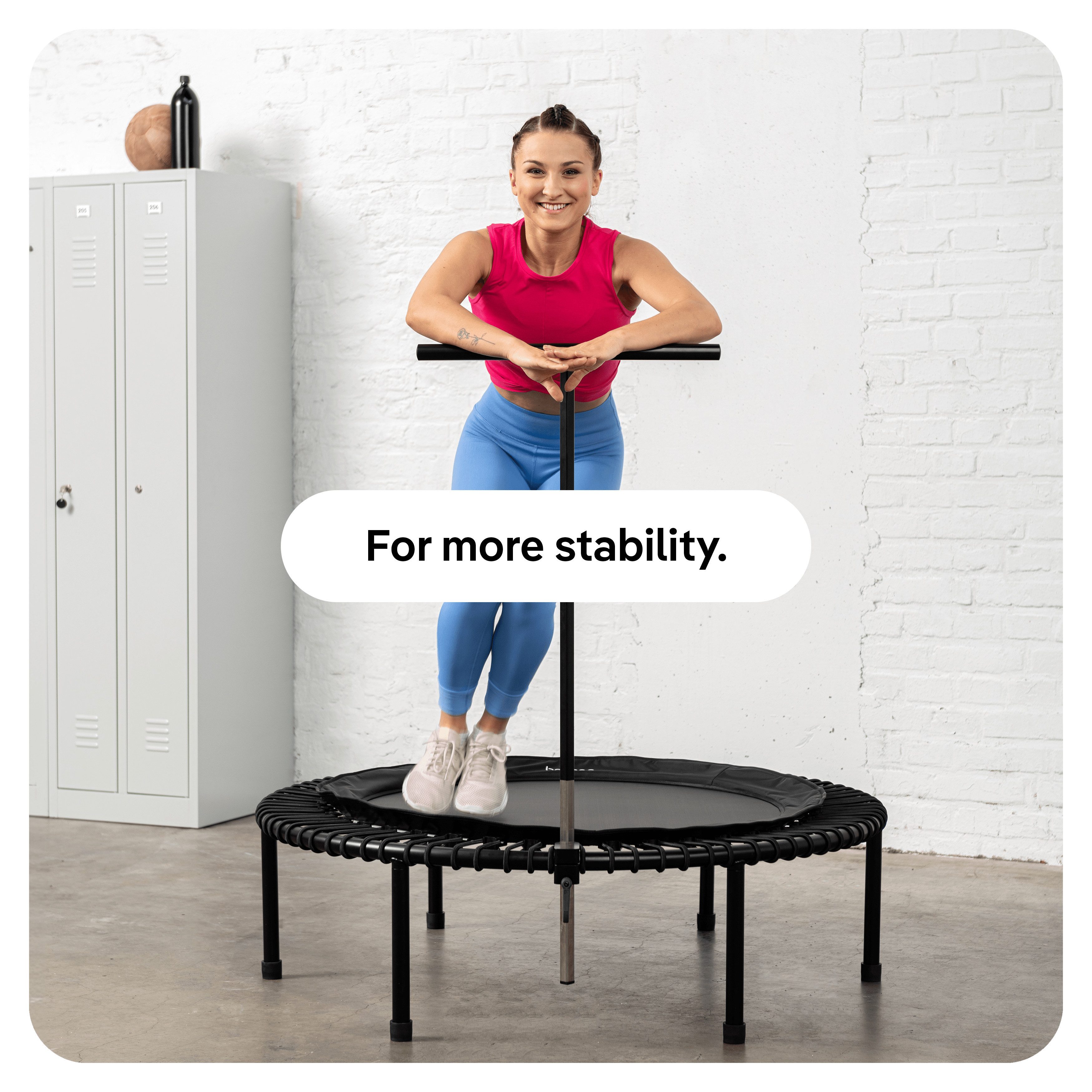 bellicon Fitnesstrampolin 125cm (Rot) mit Seilring-Federung bis 200kg (Ultra Strong), Stabile Schraubbeine & T-Stange, Dreiteiliger Rahmen