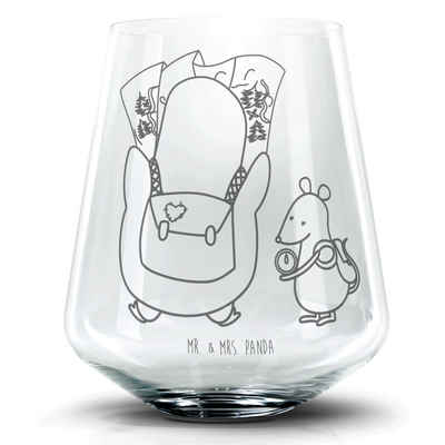 Mr. & Mrs. Panda Cocktailglas Pinguin & Maus Wanderer - Transparent - Geschenk, Abenteurer, Cocktai, Premium Glas, Personalisierbar