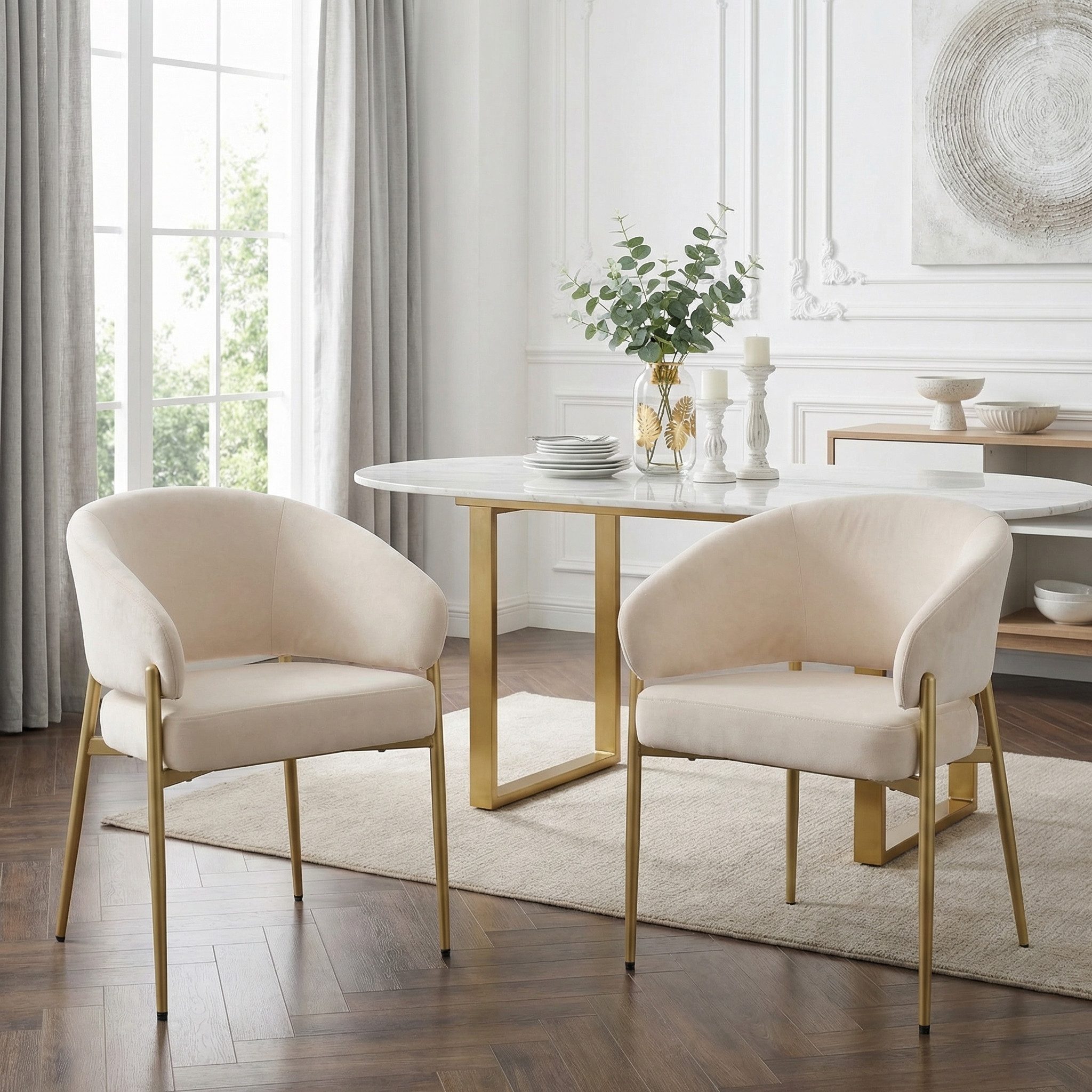 Flieks Polsterstuhl (Set, 2 St), 2er Set Esszimmerstühle Armlehnstuhl Wohnzimmer Samt, Metallbeine