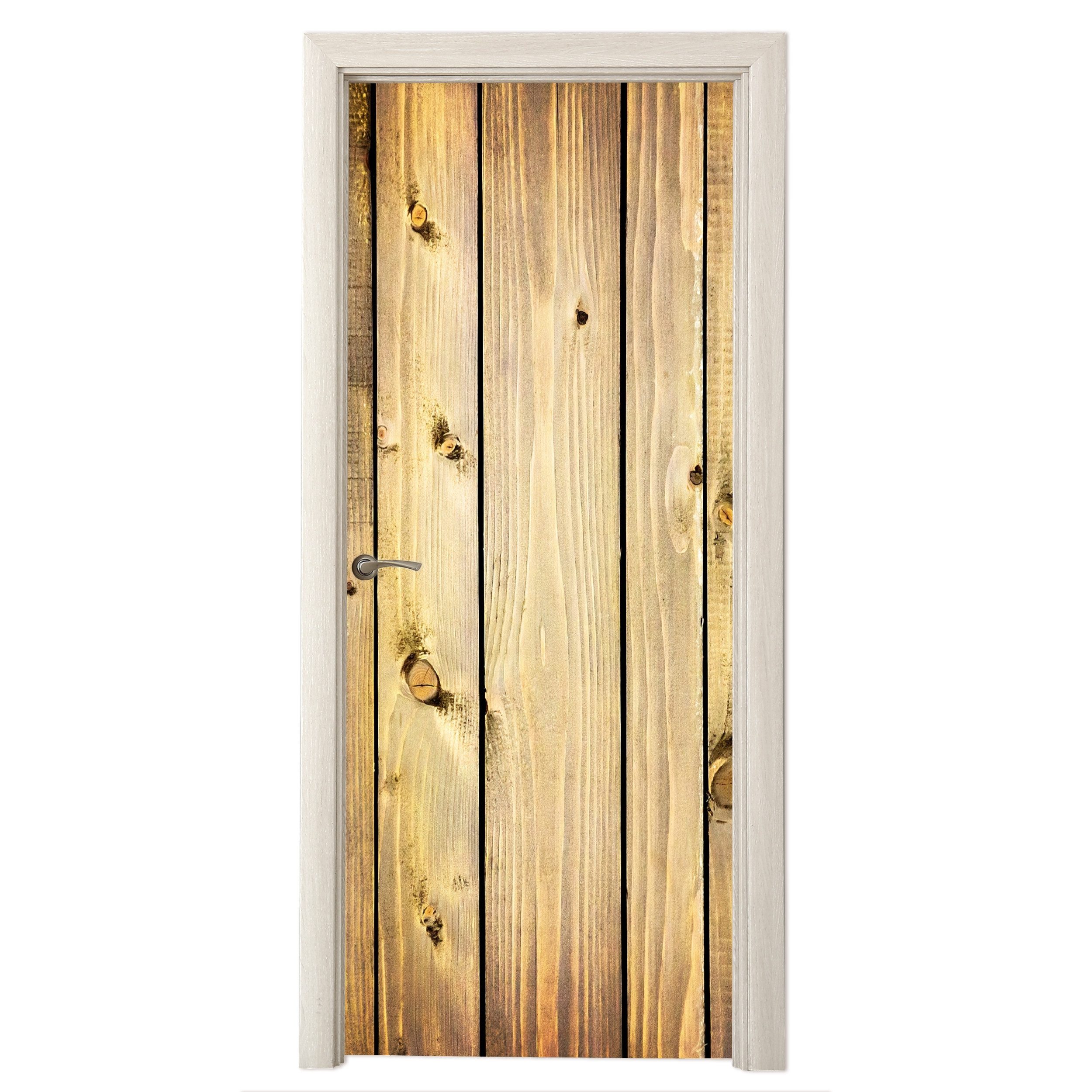 MuchoWow Türtapete Dielen - Holz - Fußboden, Matt, bedruckt, (1 St), Selbstklebende Tapete, Folie für Möbel, 70x215 cm