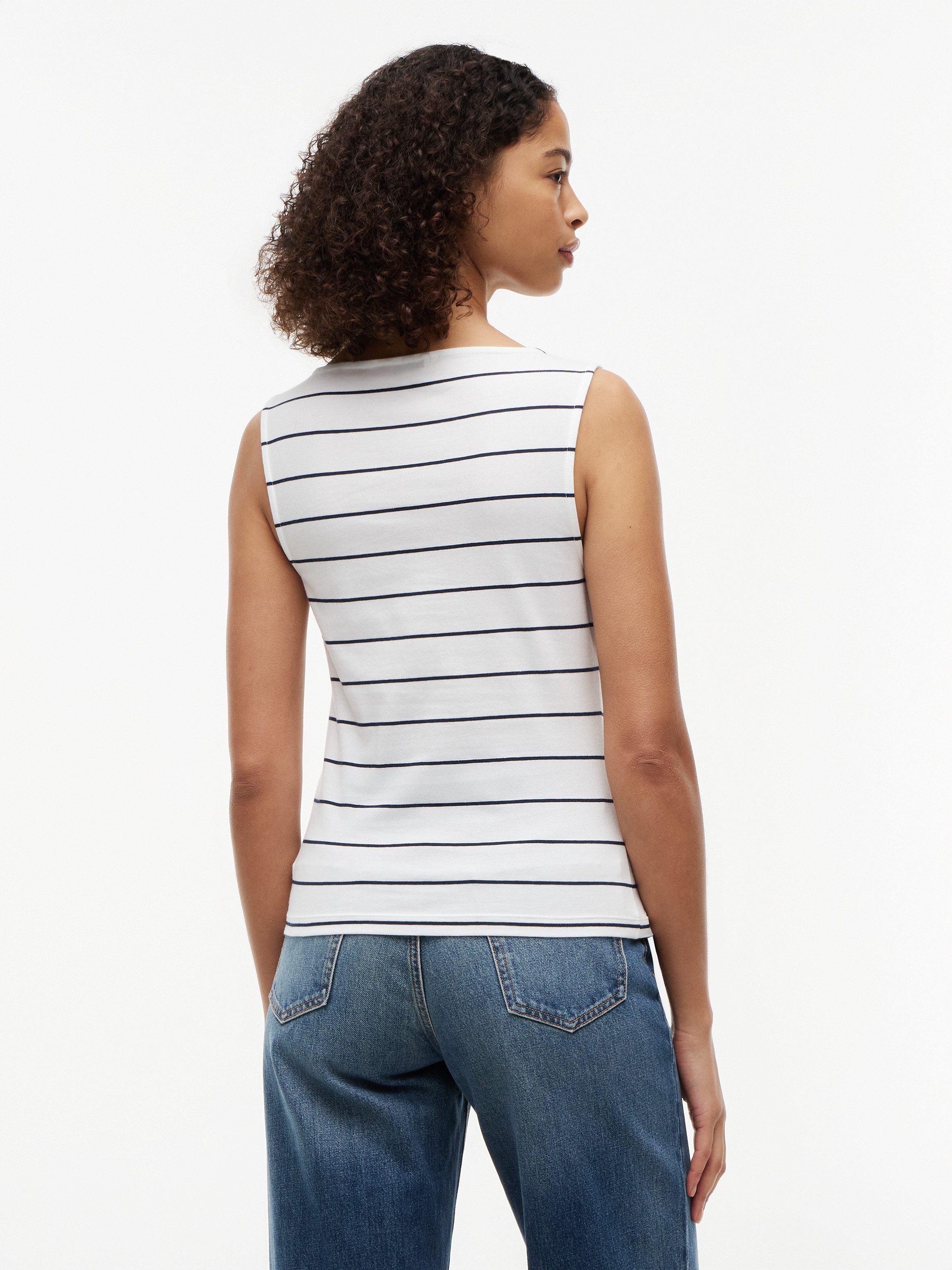 Tommy Hilfiger Tanktop CLASSIC SCRIPT BOAT-NK TOP Baumwollmischung, U-Boot Ausschnitt