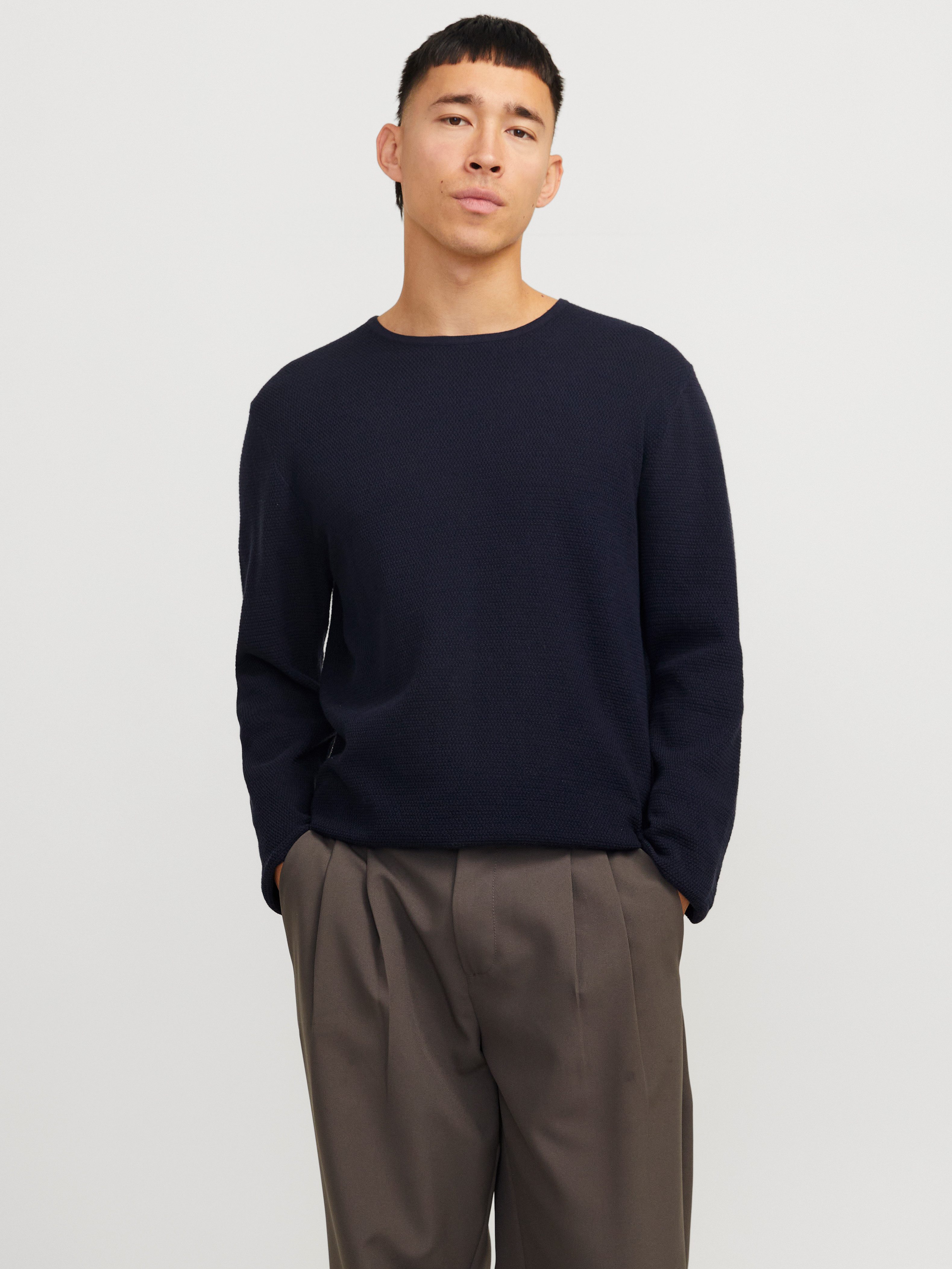 Jack & Jones Rundhalspullover JJEGEORGE KNIT CREW NECK NOOS mit Strick Opti günstig online kaufen