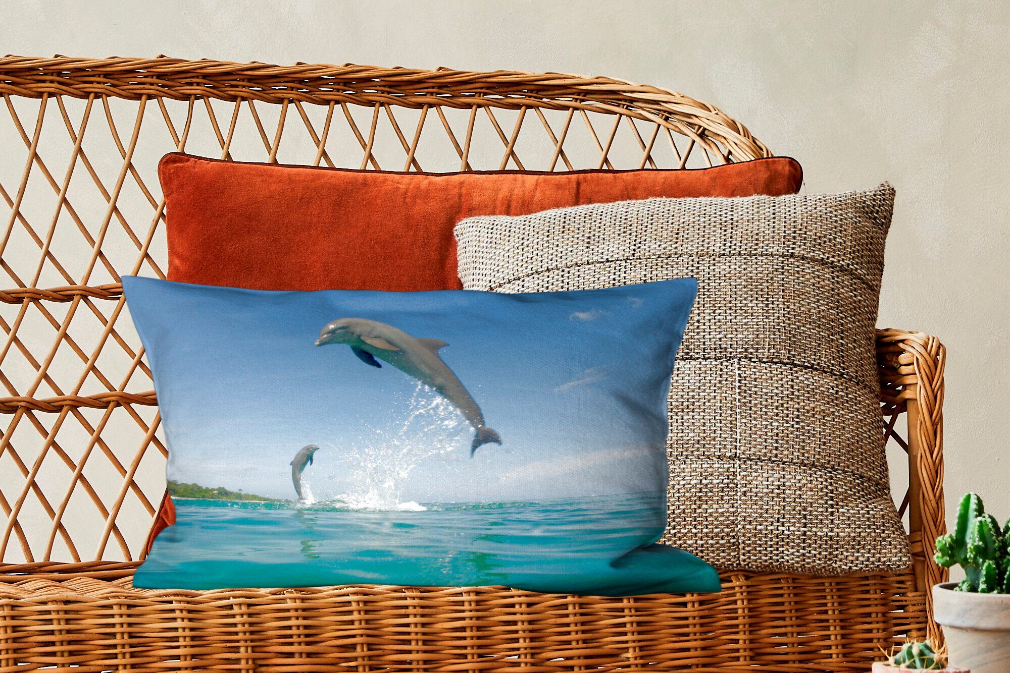 Delfin Zierkissen, Wohzimmer Dekoration, Füllung, Schlafzimmer Dekokissen Dekokissen Wasseroberfläche, hoch der MuchoWow über mit