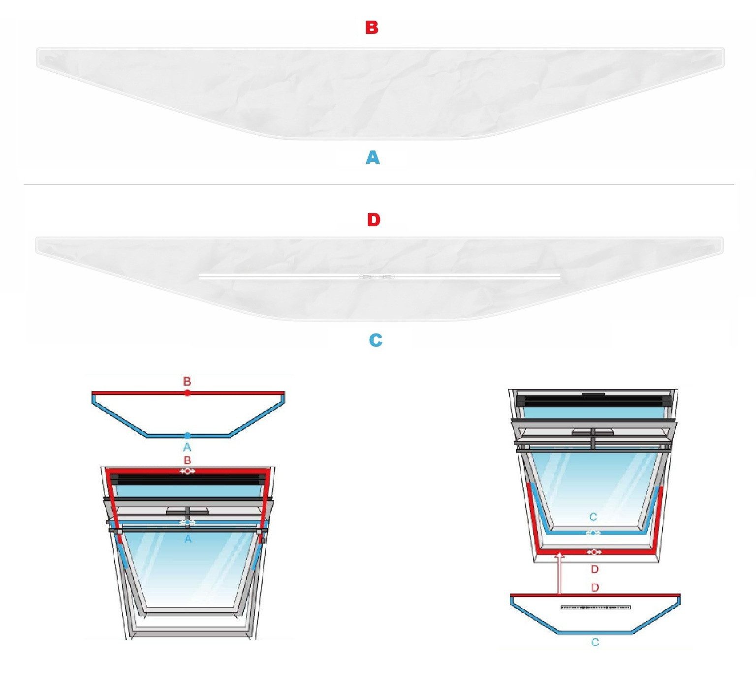 One Home Fenster-Set Erweiterung Fensterabdichtung Dachfenster für Mobile Klimageräte, Klimaanlage, Hitzeschutz Abdichtung für Dachfenster und Schwingfenster