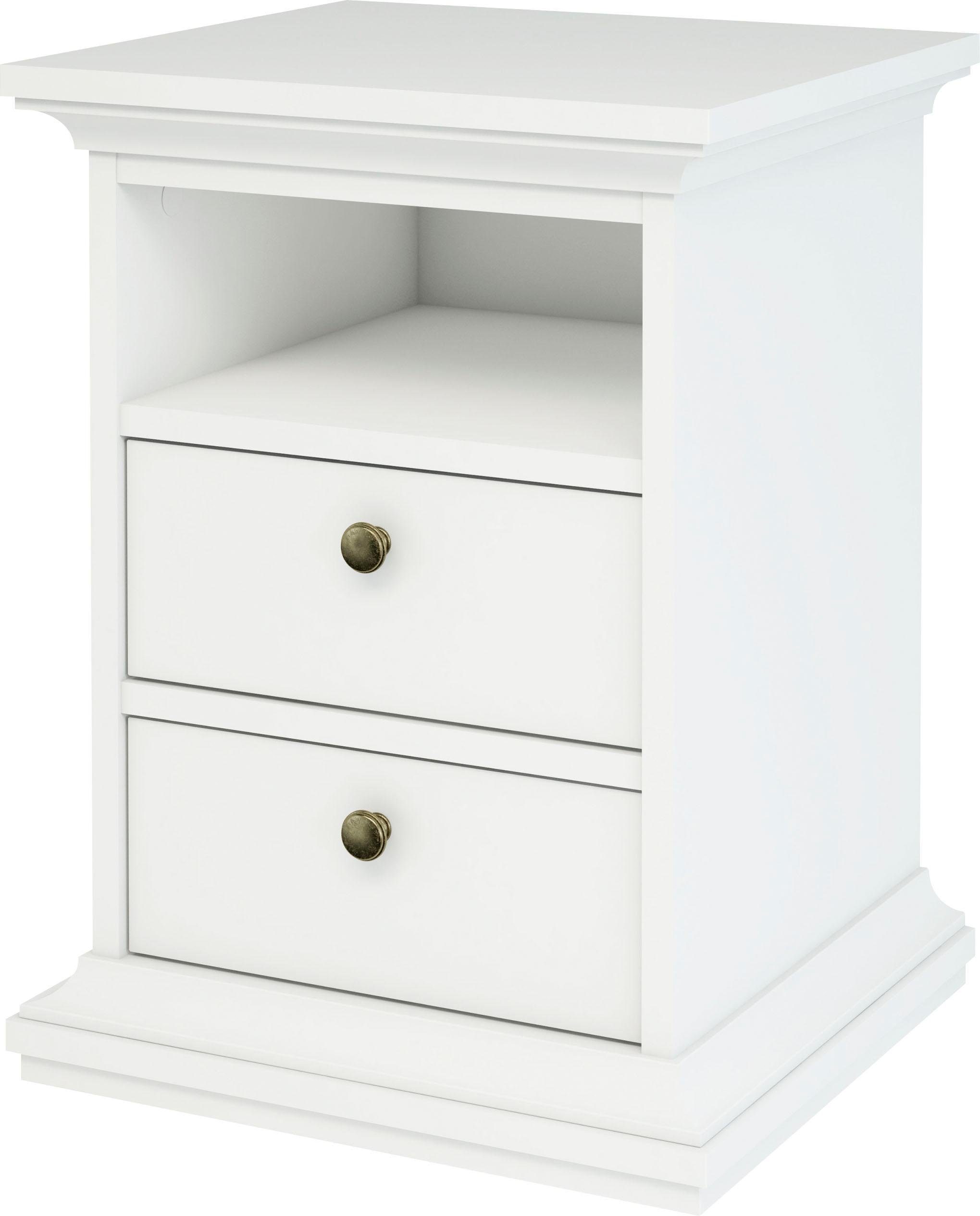 Home affaire Nachttisch Paris Nachtkommode, Nachtschrank, Beistelltisch, mit 2 Schubladen und 1 offenen Fach, Breite 44 cm, Höhe 59 cm