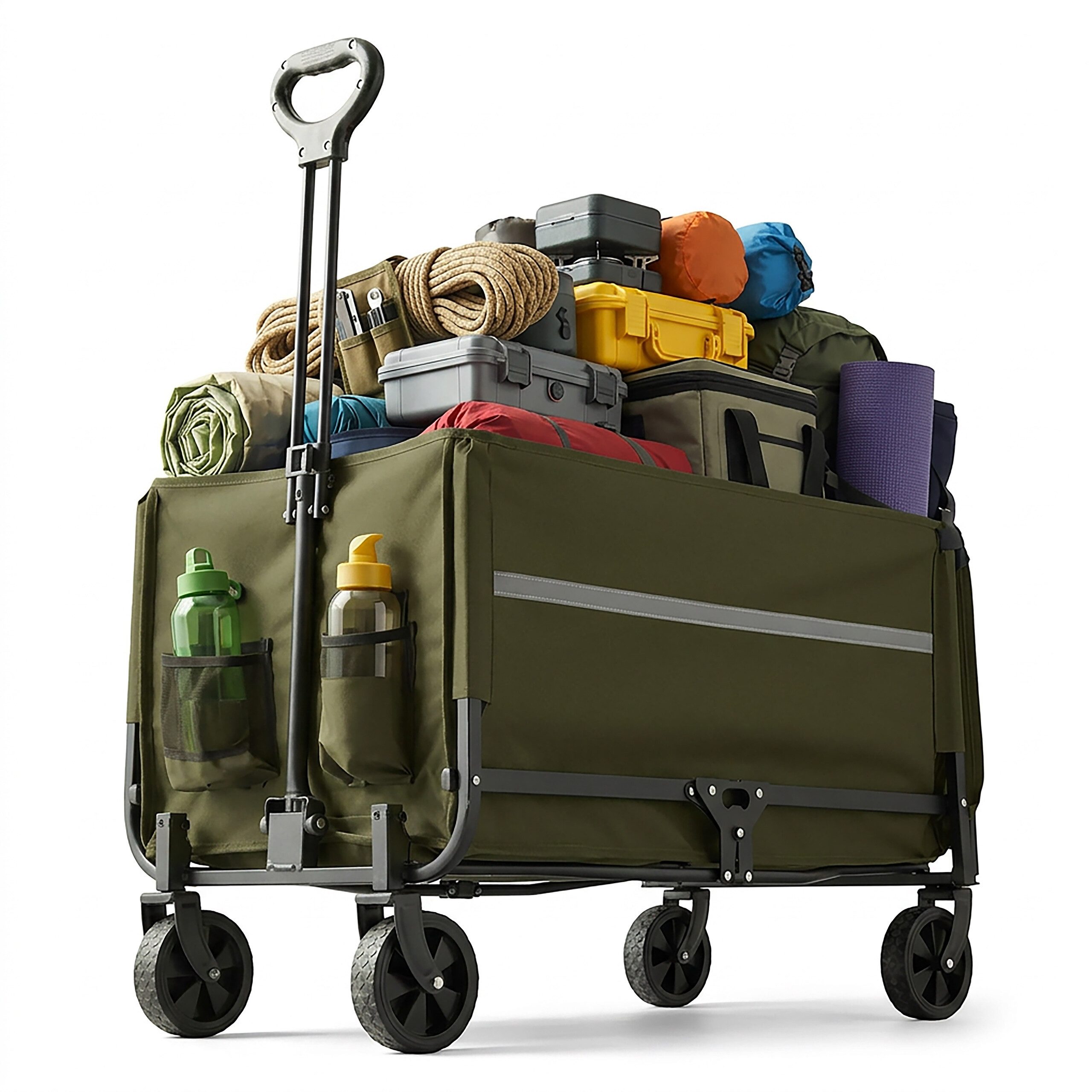 relaxdays Bollerwagen Faltbarer Bollerwagen mit Heckklappe (3-tlg), grün