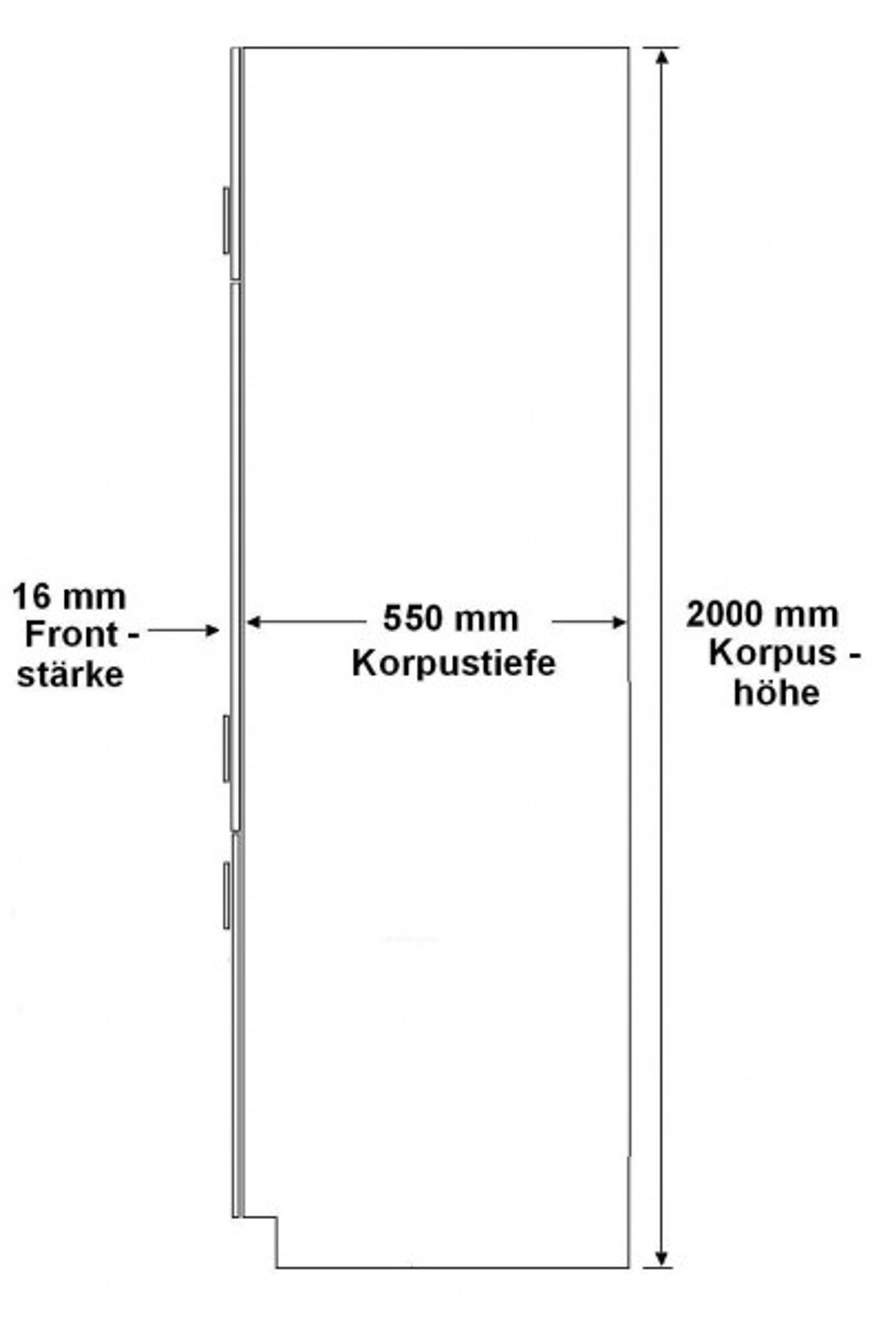 Küchen-Preisbombe Hochschrank 60 Küche Omega cm Küchenzeile Einbauküche Weiss Schwarz Küchenzeile