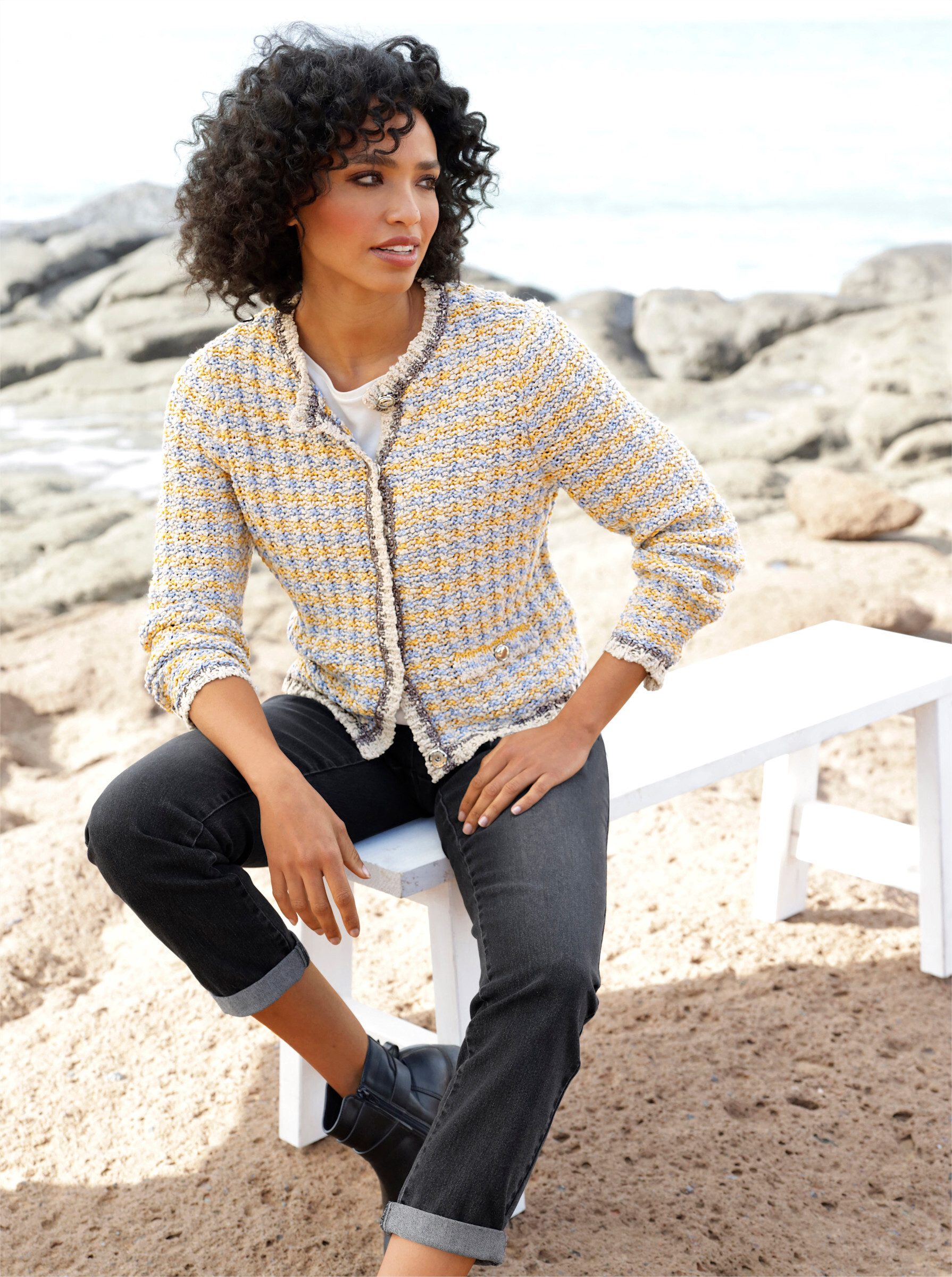 heine Strickjacke Cardigan Langarm Bouclé